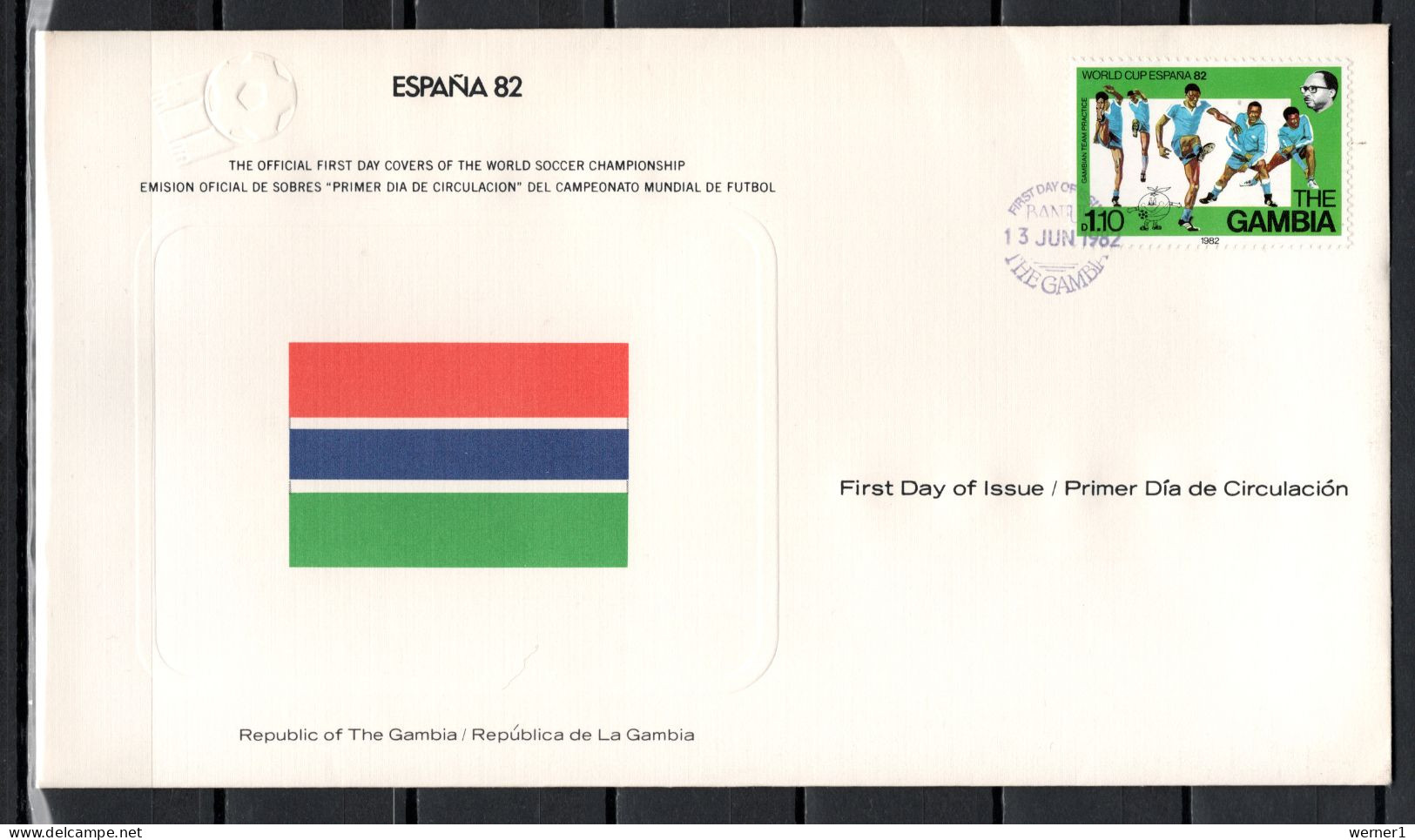 Gambia 1982 Football Soccer World Cup Commemorative FDC - 1982 – Spain