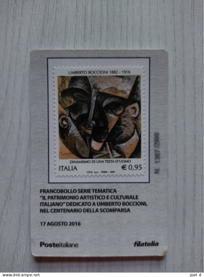 2016 ITALIA "CENTENARIO DELLA SCOMPARSA DI UMBERTO BOCCIONI" Tessera Filatelica - Filatelistische Kaarten