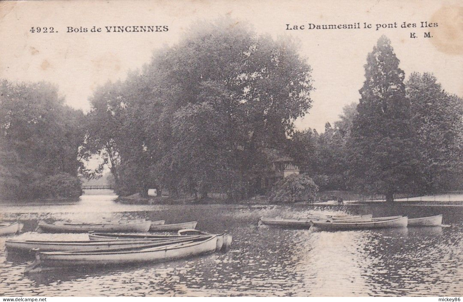 PARIS 12°--1916--Bois De Vincennes --Lac Daumesnil--Le Pont Des Iles --cachet  St MAURICE - Paris (12)