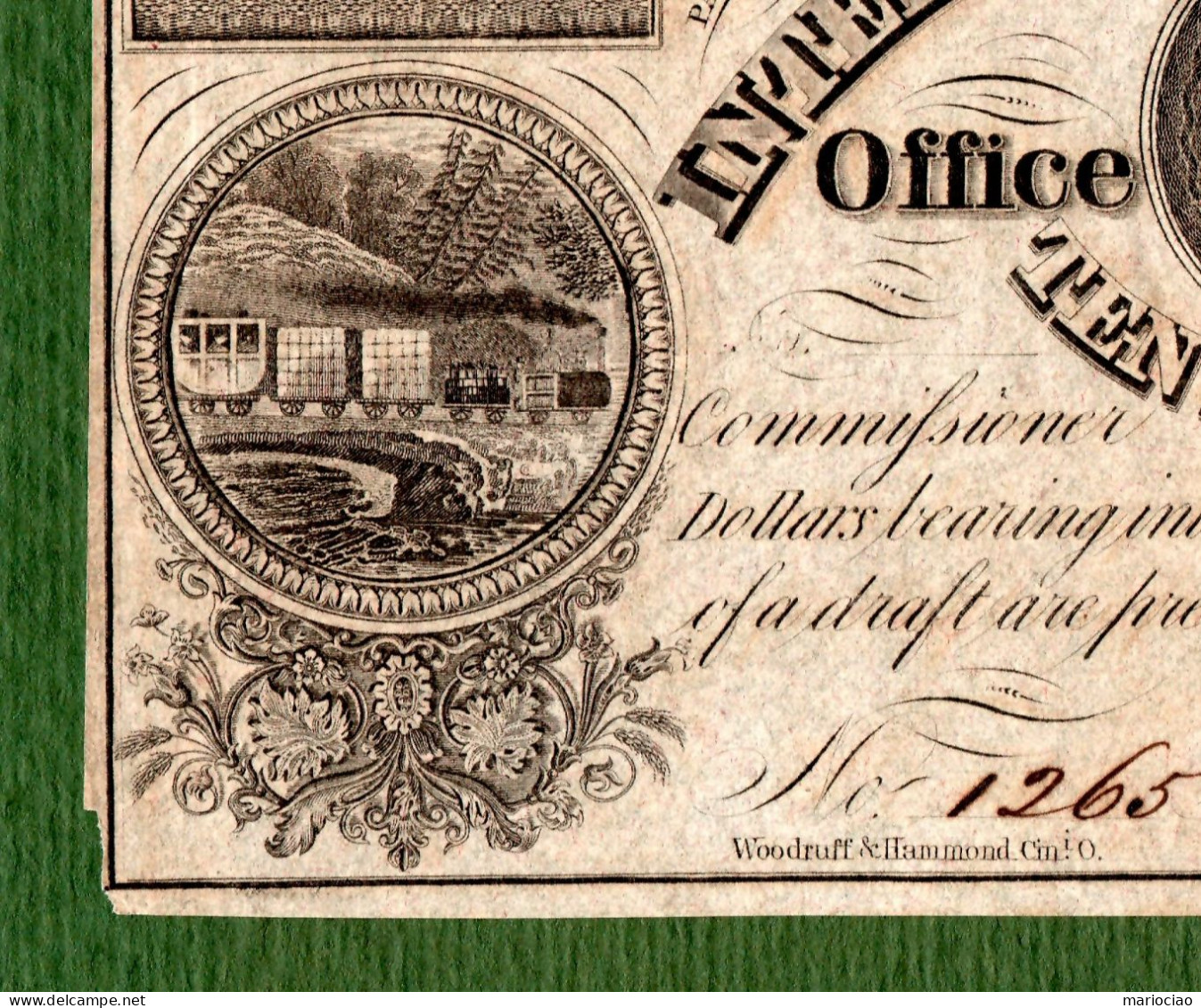 USA Note Internal Improvement Office $10 Springfield, ILLINOIS 1840 EXTREMELY RARE N.1265 - Andere & Zonder Classificatie