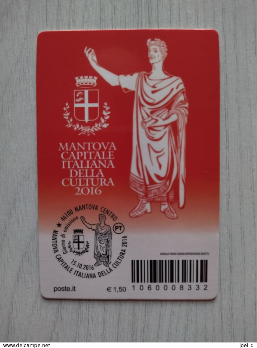 2016 ITALIA "MANTOVA CAPITALE ITALIANA DELLA CULTURA 2016" Tessera Filatelica - Philatelistische Karten