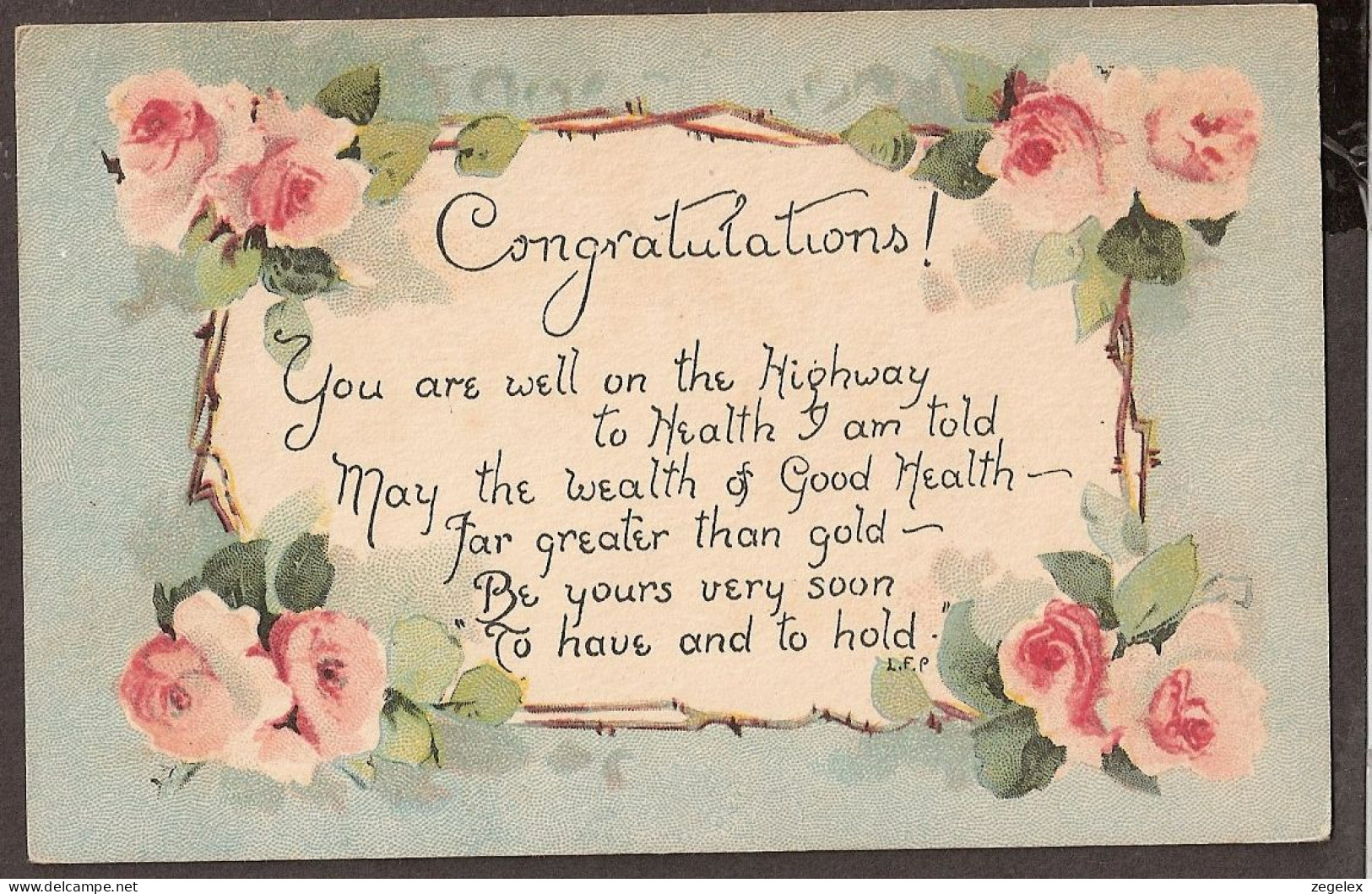 Old "get Well' Card. 1924 - Autres & Non Classés