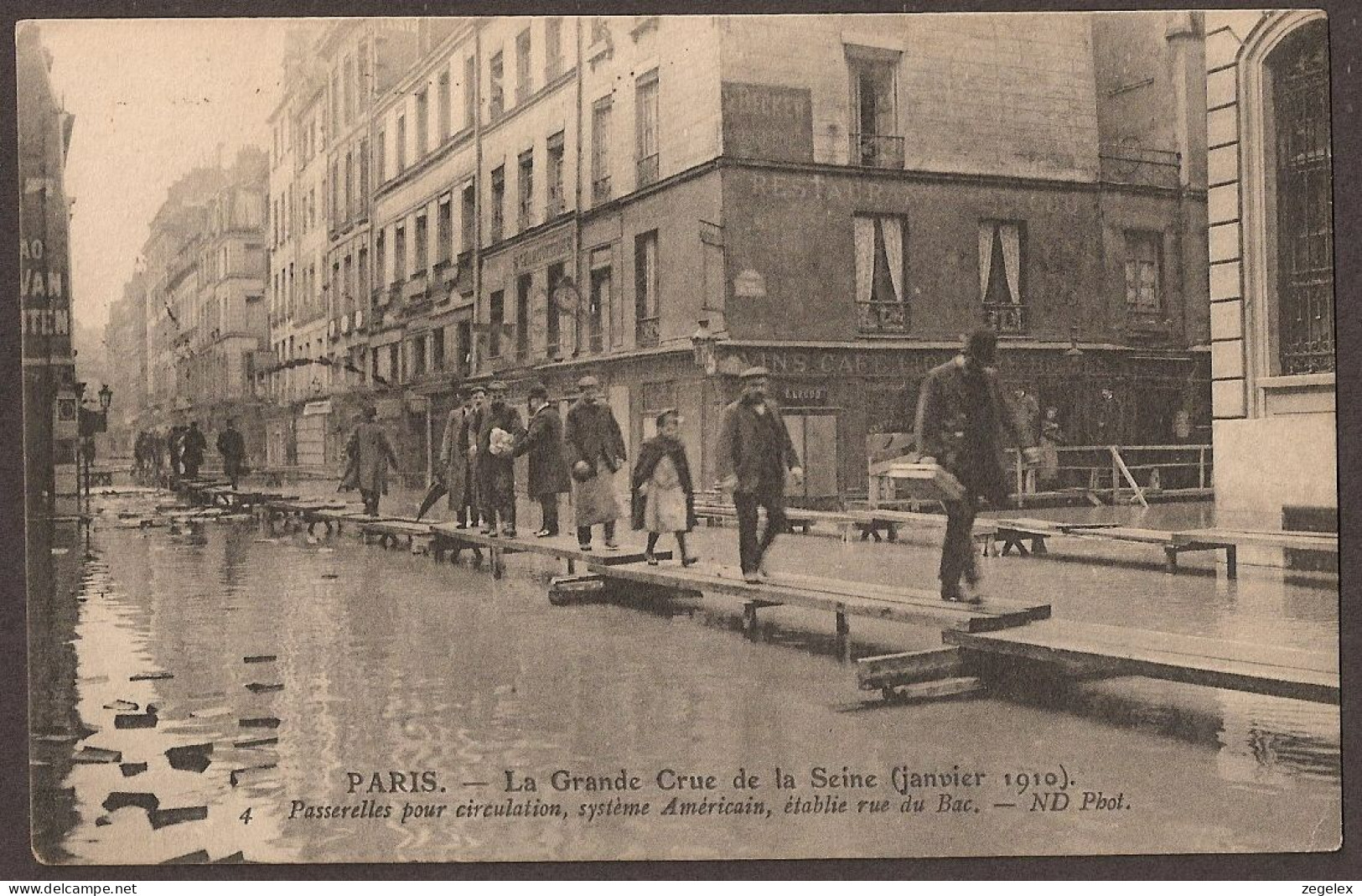 Paris - La Grande Crue De La Seine (Janviér 1910) Passerelles Pour Circulation - Animée - Alluvioni Del 1910