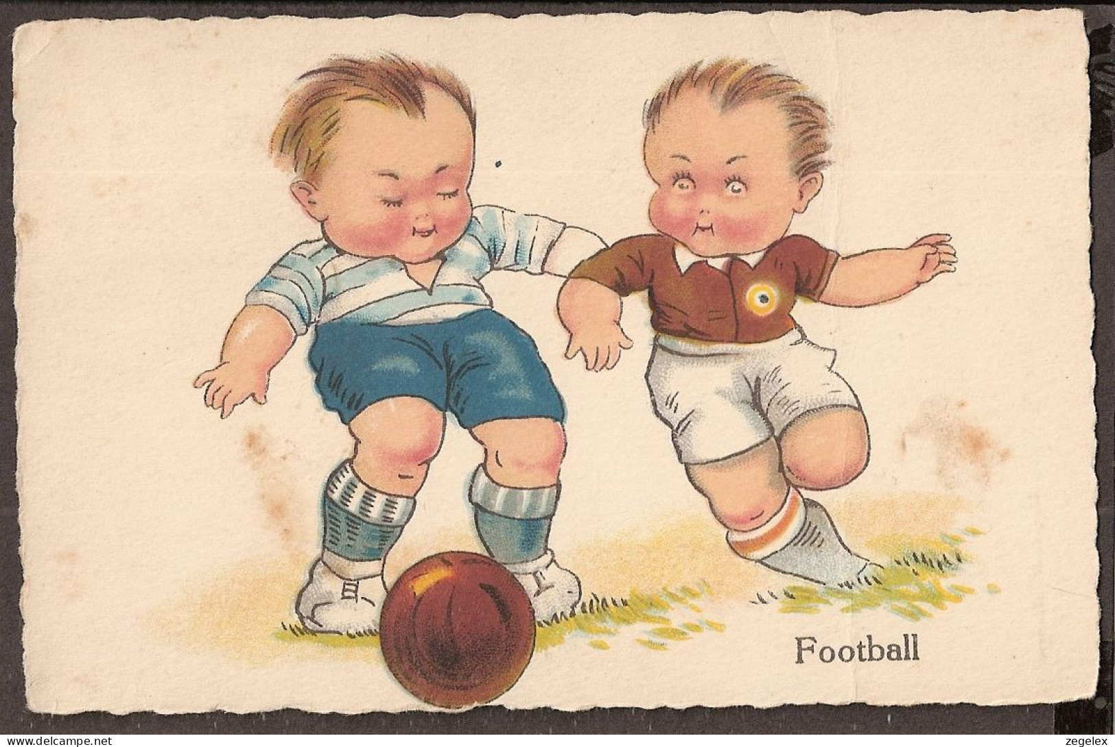 Petits Garçons Jouant Au Soccer - Football  - Jolie Carte Postale Ancienne  - Vintage Card - Children's Drawings