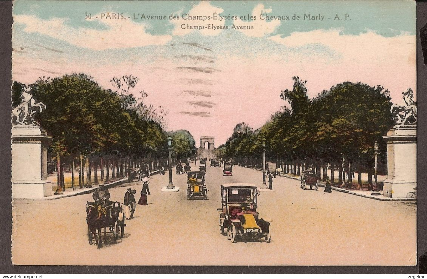 Paris - L'Avenue Des Champs Élysées Et Les Chevaux De Marly - 1926 - Champs-Elysées