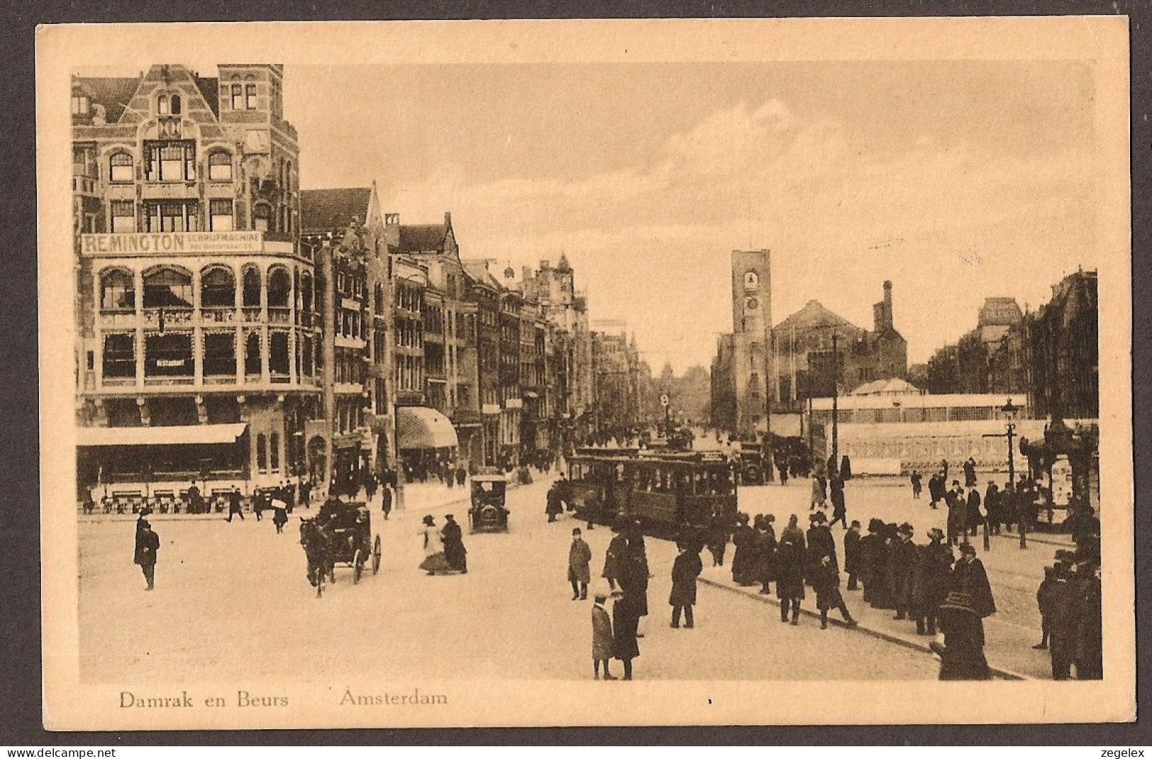 Amsterdam 1914 -Damrak En Beurs - Levendig - Tram - Amsterdam