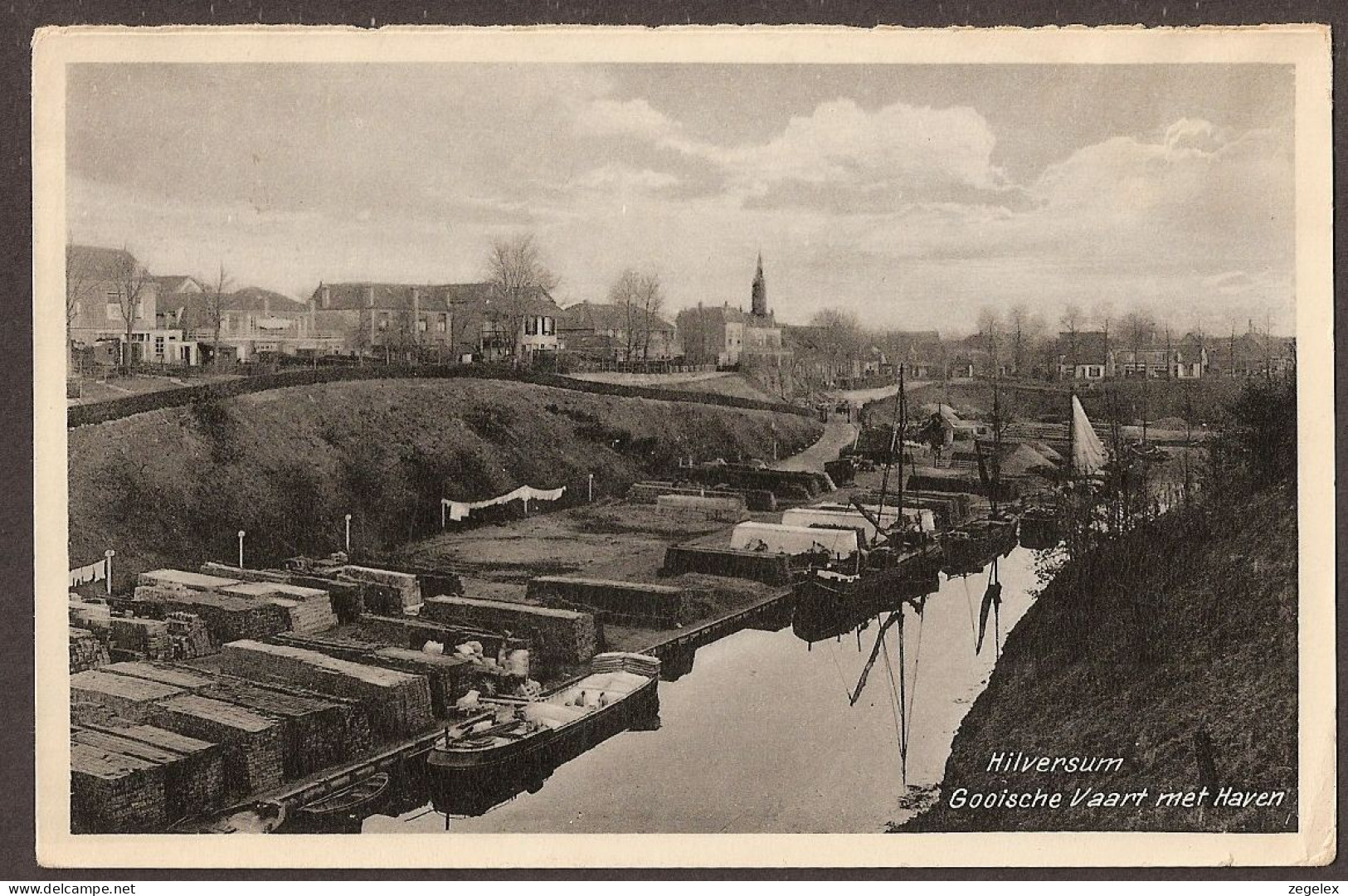 Hilversum 1933 - Gooische Vaart Met Haven - En De Was Aan De Waslijnen - Hilversum