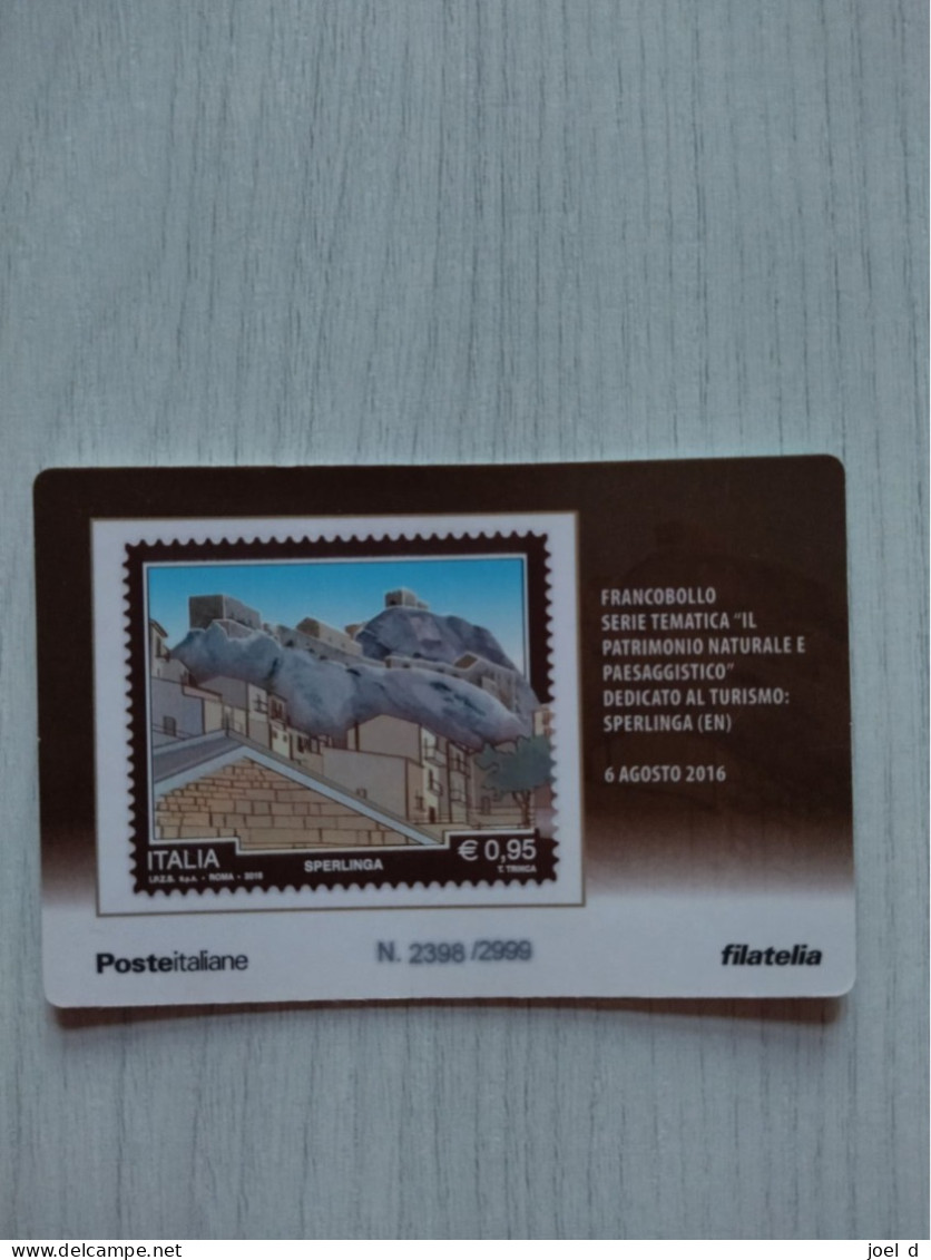 2016 ITALIA "PATRIMONIO NATURALISTICO E CULTURALE - SPERLINGA" Tessera Filatelica - Philatelic Cards