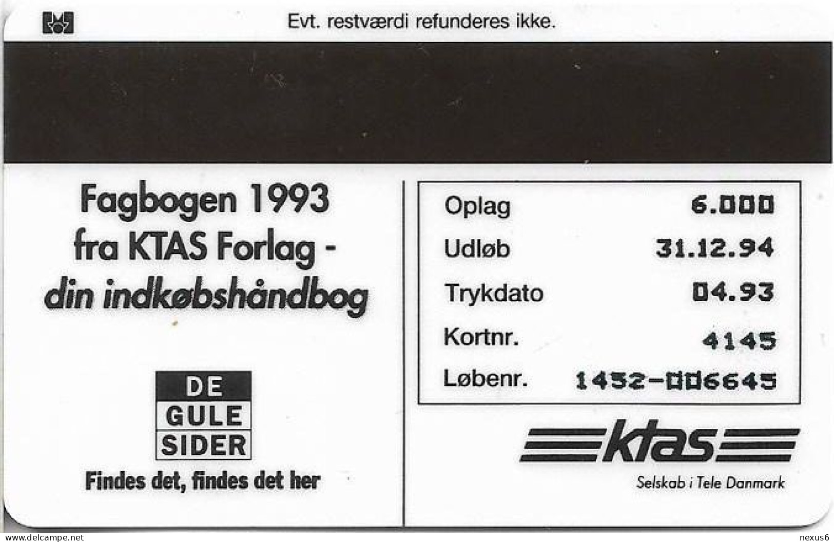 Denmark - KTAS - Fagbogen 1993 - TDKP023 - 04.1993, 6.000ex, 10kr, Used - Dänemark