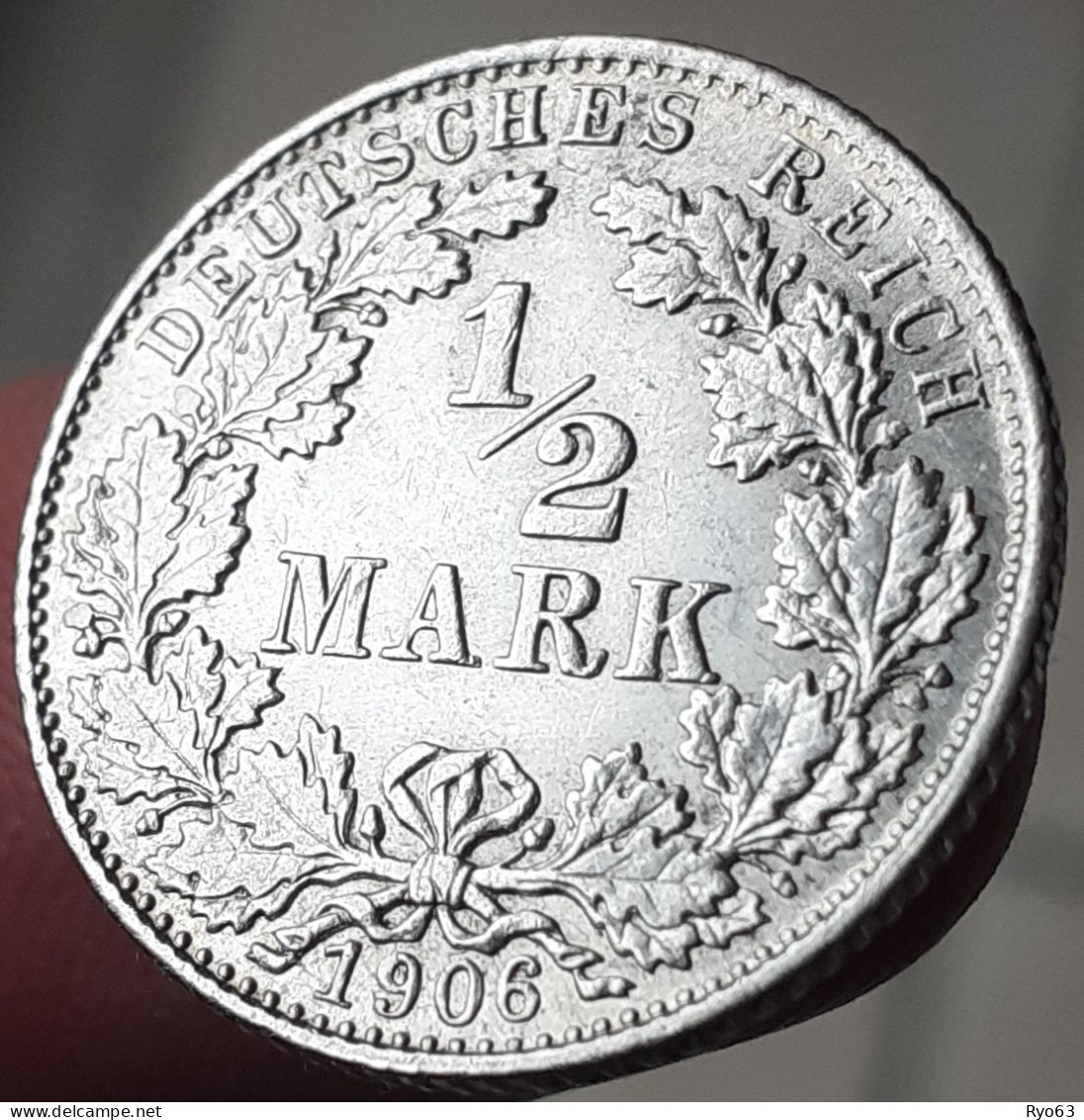 Monnaie 1/2 Mark 1906 D Wilhelm II Allemagne - 1/2 Mark