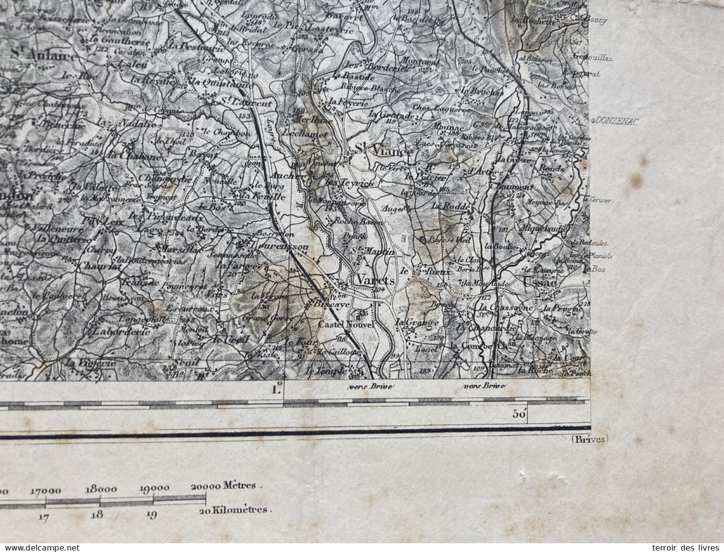 Carte état Major TULLE S.O. 1863 1892 35x54cm AYEN ST-CYPRIEN ST-ROBERT PERPEZAC-LE-BLANC VARS-SUR-ROSEIX LOUIGNAC ST-AU - Geographical Maps