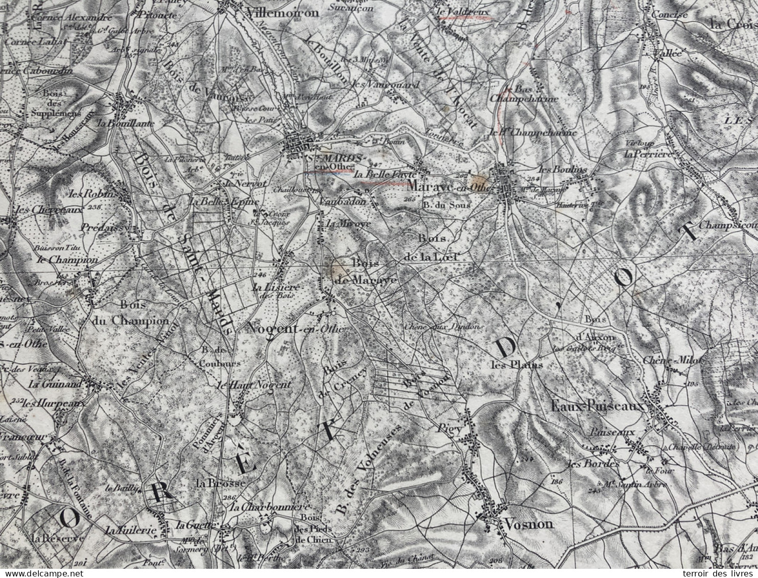 Carte état Major TROYES S.O. 1839 1896 35x54cm MARAYE EN OTHE NOGENT-EN-OTHE ST-MARDS-EN-OTHE EAUX-PUISEAUX BERCENAY-EN- - Cartes Géographiques