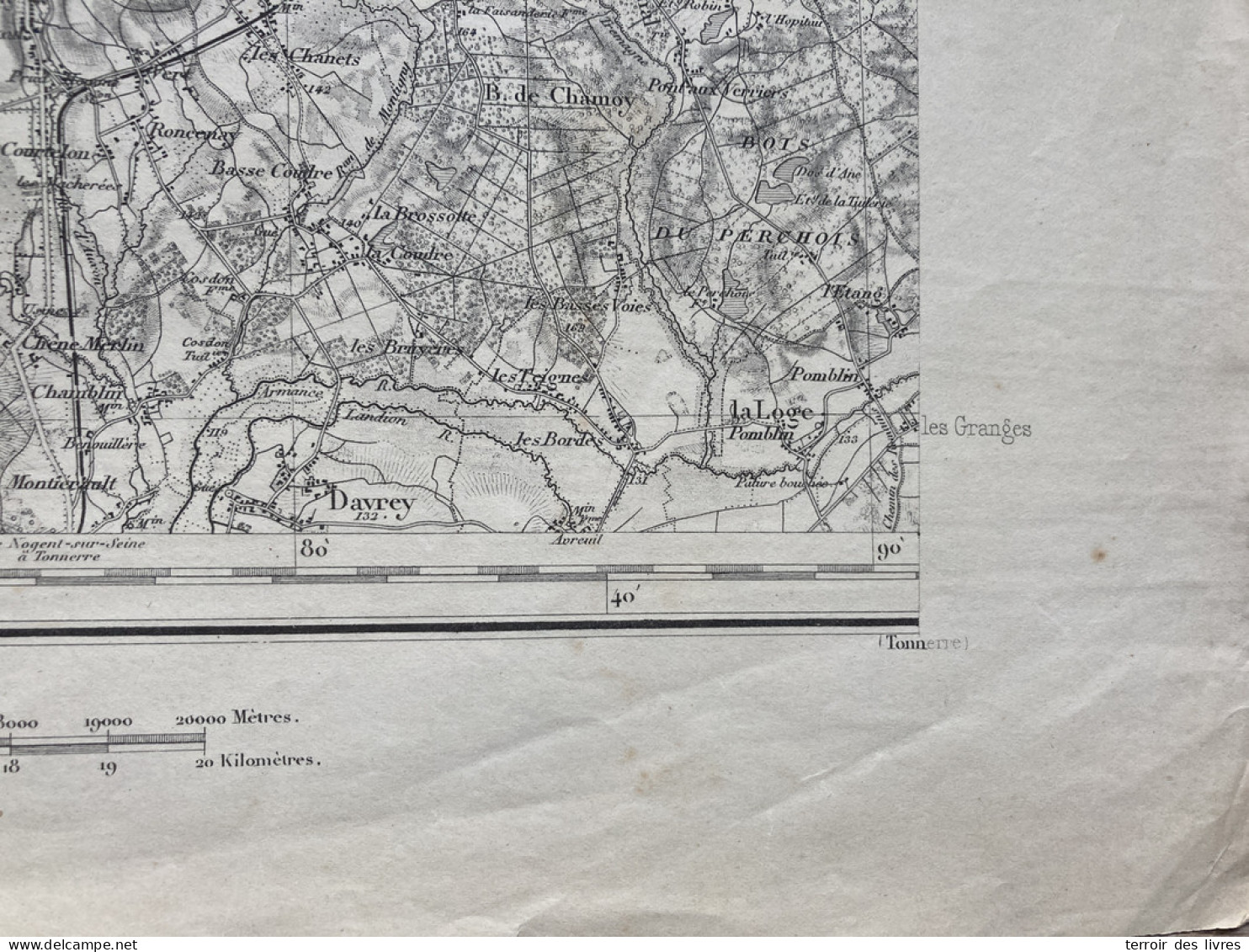 Carte état Major TROYES S.O. 1839 1896 35x54cm MARAYE EN OTHE NOGENT-EN-OTHE ST-MARDS-EN-OTHE EAUX-PUISEAUX BERCENAY-EN- - Carte Geographique