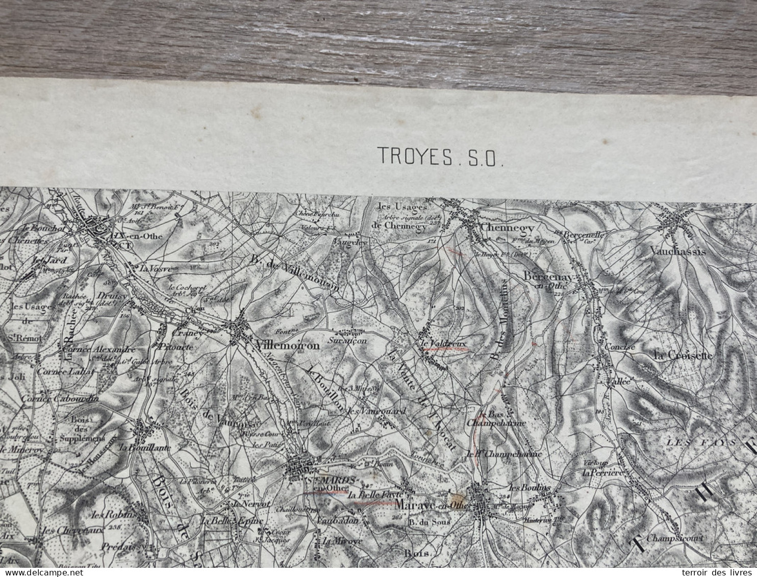 Carte état Major TROYES S.O. 1839 1896 35x54cm MARAYE EN OTHE NOGENT-EN-OTHE ST-MARDS-EN-OTHE EAUX-PUISEAUX BERCENAY-EN- - Cartes Géographiques