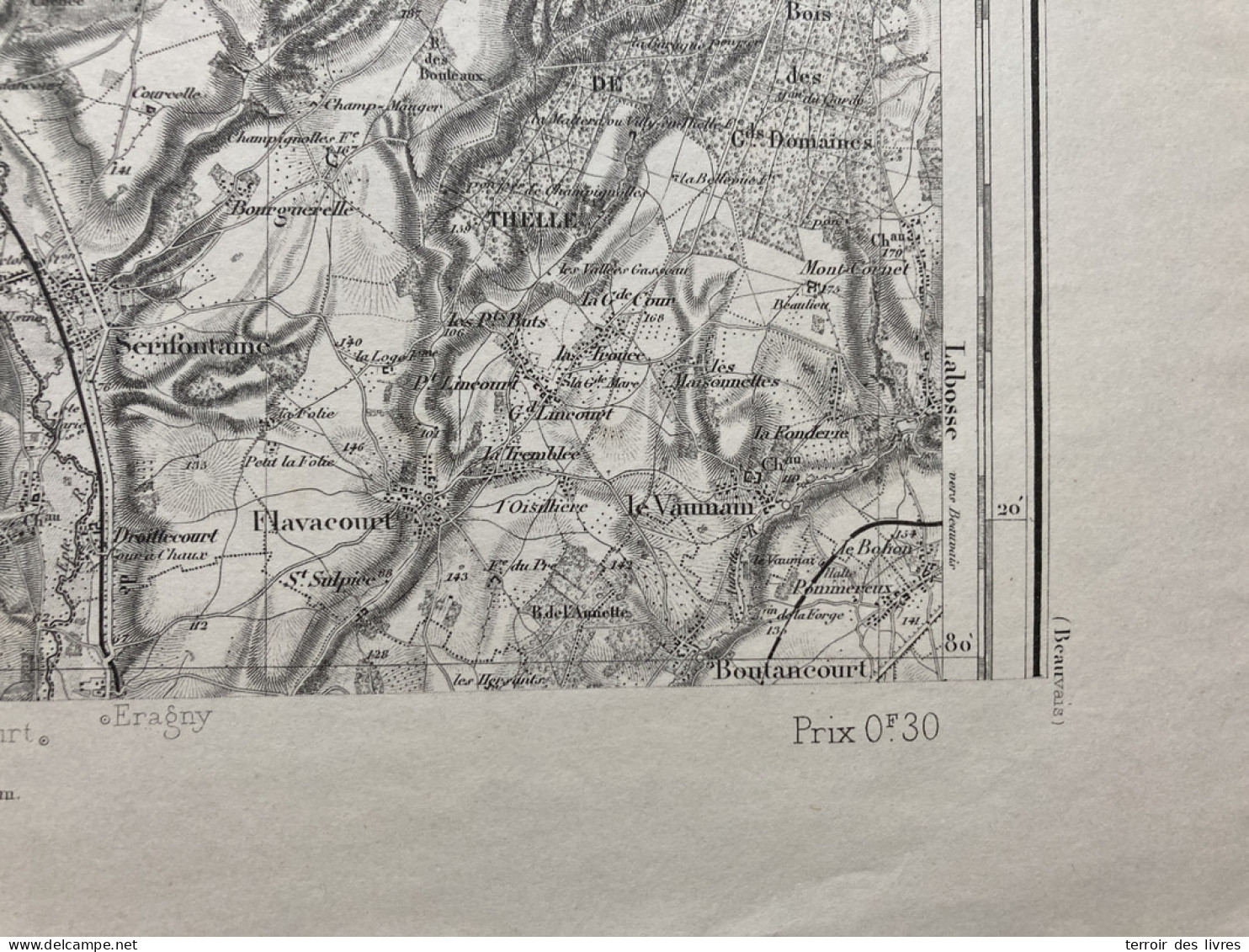 Carte état Major ROUEN 1889 35x54cm BOUCHEVILLIERS NEUF-MARCHE AMECOURT TALMONTIERS ST-PIERRE-ES-CHAMPS MESNIL-SOUS-VIEN - Cartes Géographiques