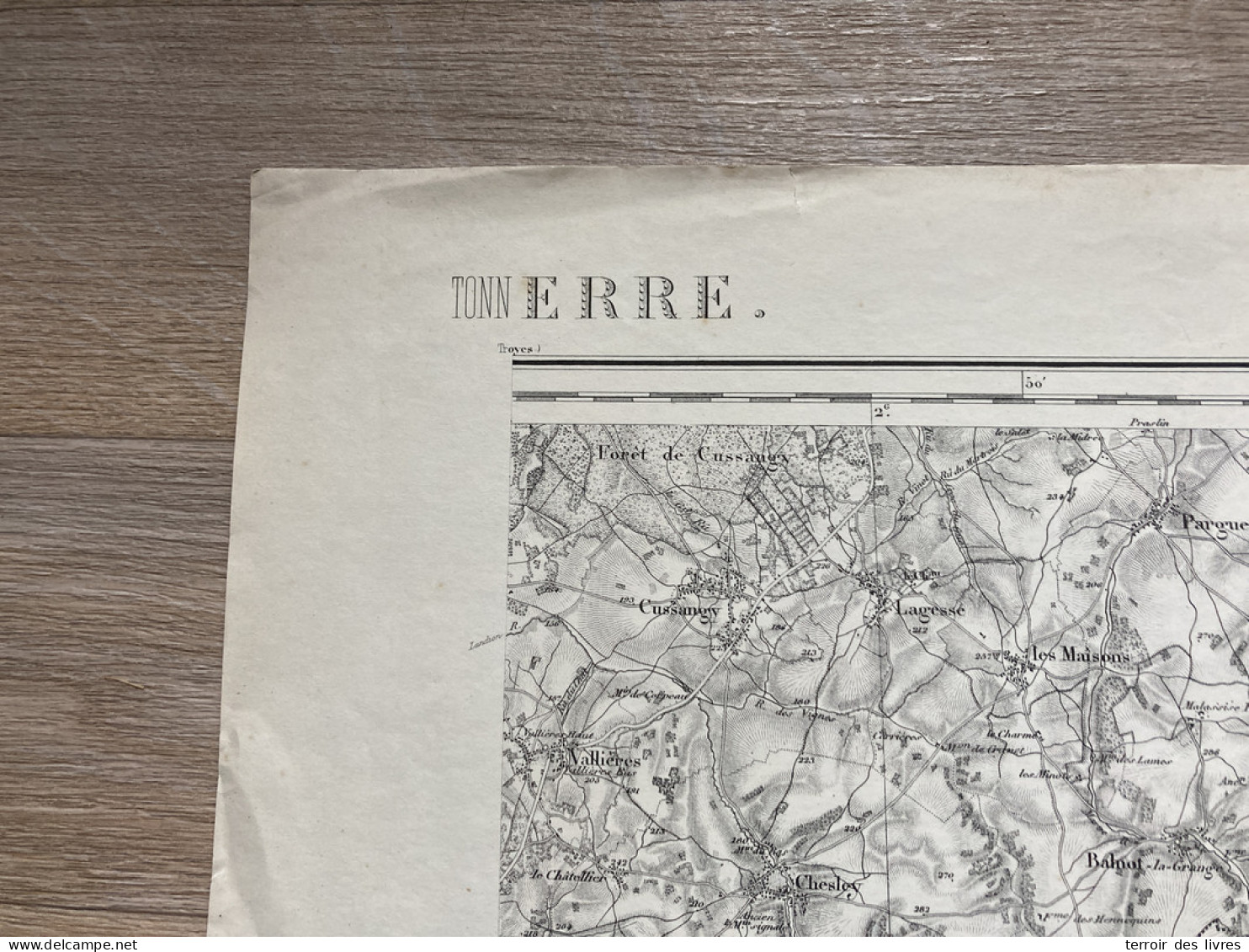 Carte état Major TONNERRE 1890 35x54cm BRAGELOGNE BEAUVOIR-SUR-SARCE CHANNES BAGNEUX-LA-FOSSE ARTHONNAY VILLIERS-LE-BOIS - Geographical Maps