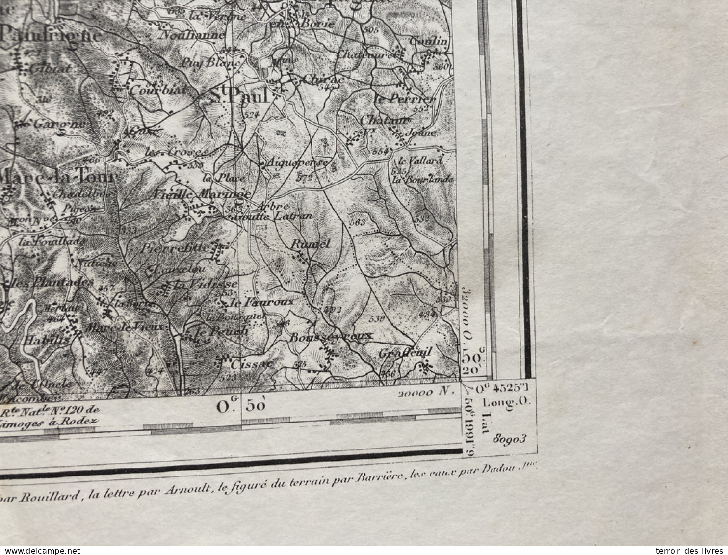 Carte état Major TULLE S.E. 1892 35x54cm FAVARS ST-MEXANT CHAMEYRAT ST-GERMAIN-LES-VERGNES CORNIL CHANTEIX ST-HILAIRE-PE - Landkarten