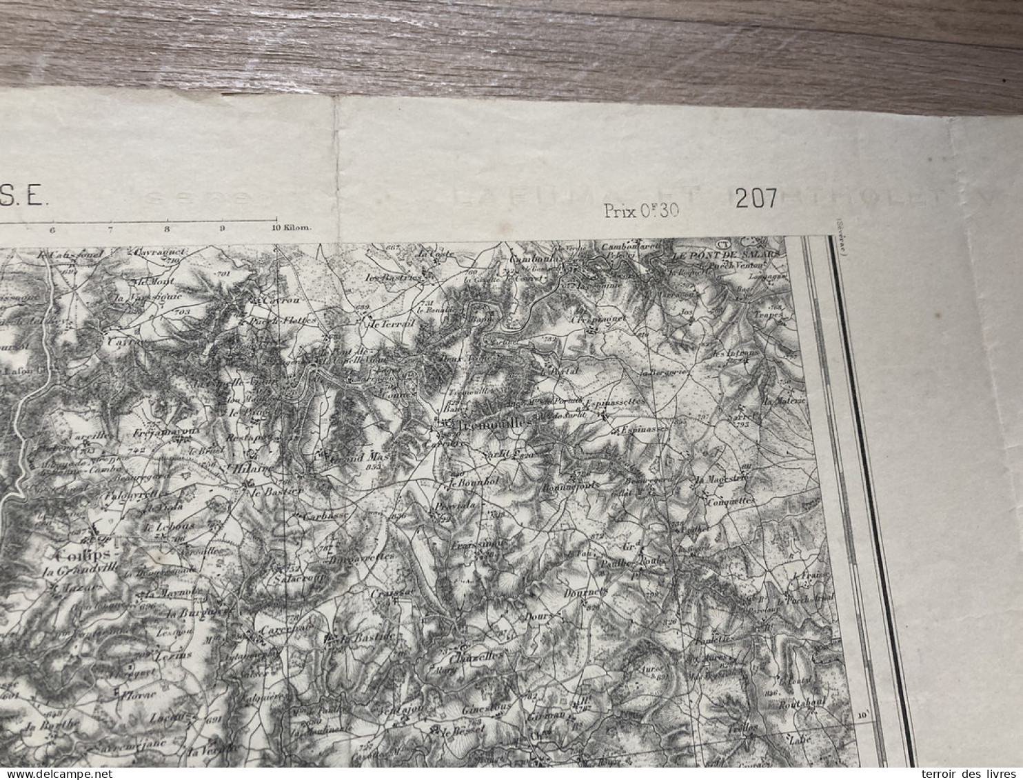 Carte état Major RODEZ S.E. 1893 35x54cm SAINTE JULIETTE SUR VIAUR CALMONT COMPS-LA-GRAND-VILLE CASSAGNES-BEGONHES SALMI - Landkarten