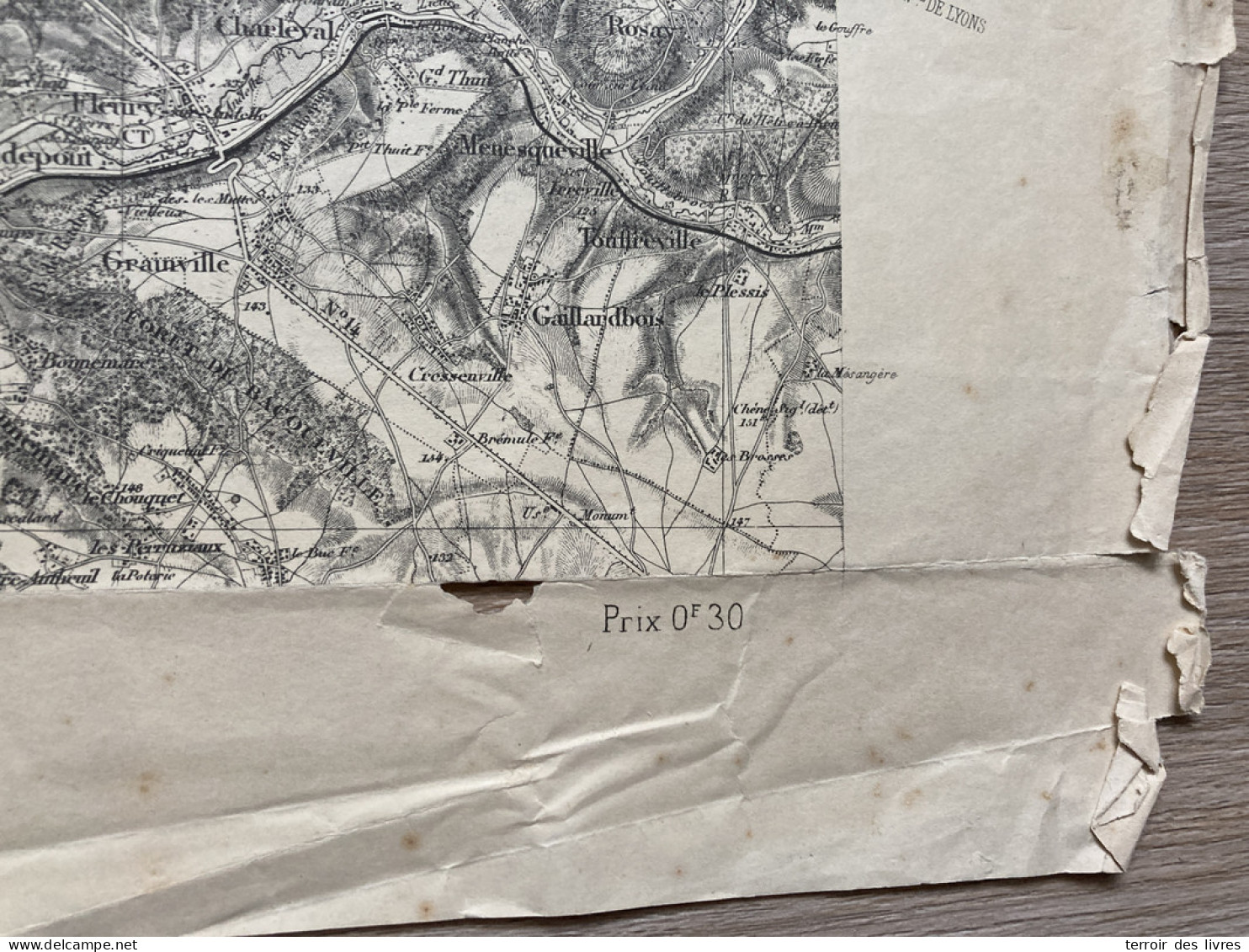 Carte état Major ROUEN 1889 35x54cm MONTMAIN BOIS-D'ENNEBOURG BOOS ST-JACQUES-SUR-DARNETAL MESNIL-RAOUL ST-AUBIN-EPINAY  - Landkarten