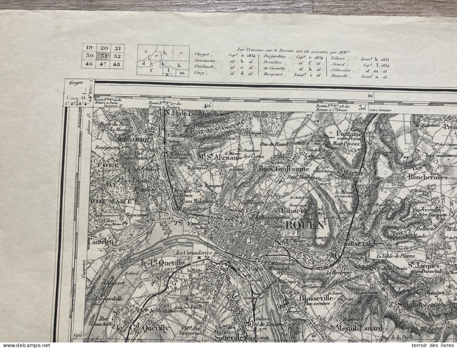 Carte état Major ROUEN 1889 35x54cm MONTMAIN BOIS-D'ENNEBOURG BOOS ST-JACQUES-SUR-DARNETAL MESNIL-RAOUL ST-AUBIN-EPINAY  - Cartes Géographiques