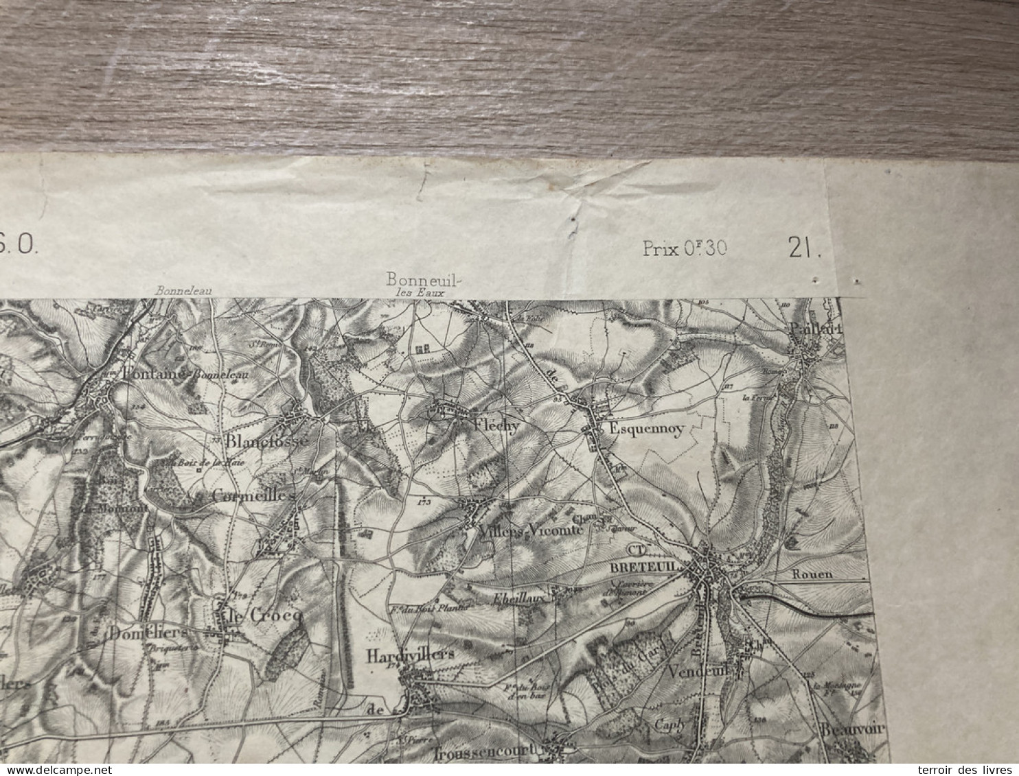 Carte état Major MONTDIDIER S.O. 1837 1890 35x54cm FRANCASTEL VIEFVILLERS OURCEL-MAISON AUCHY-LA-MONTAGNE PUITS-LA-VALLE - Landkarten