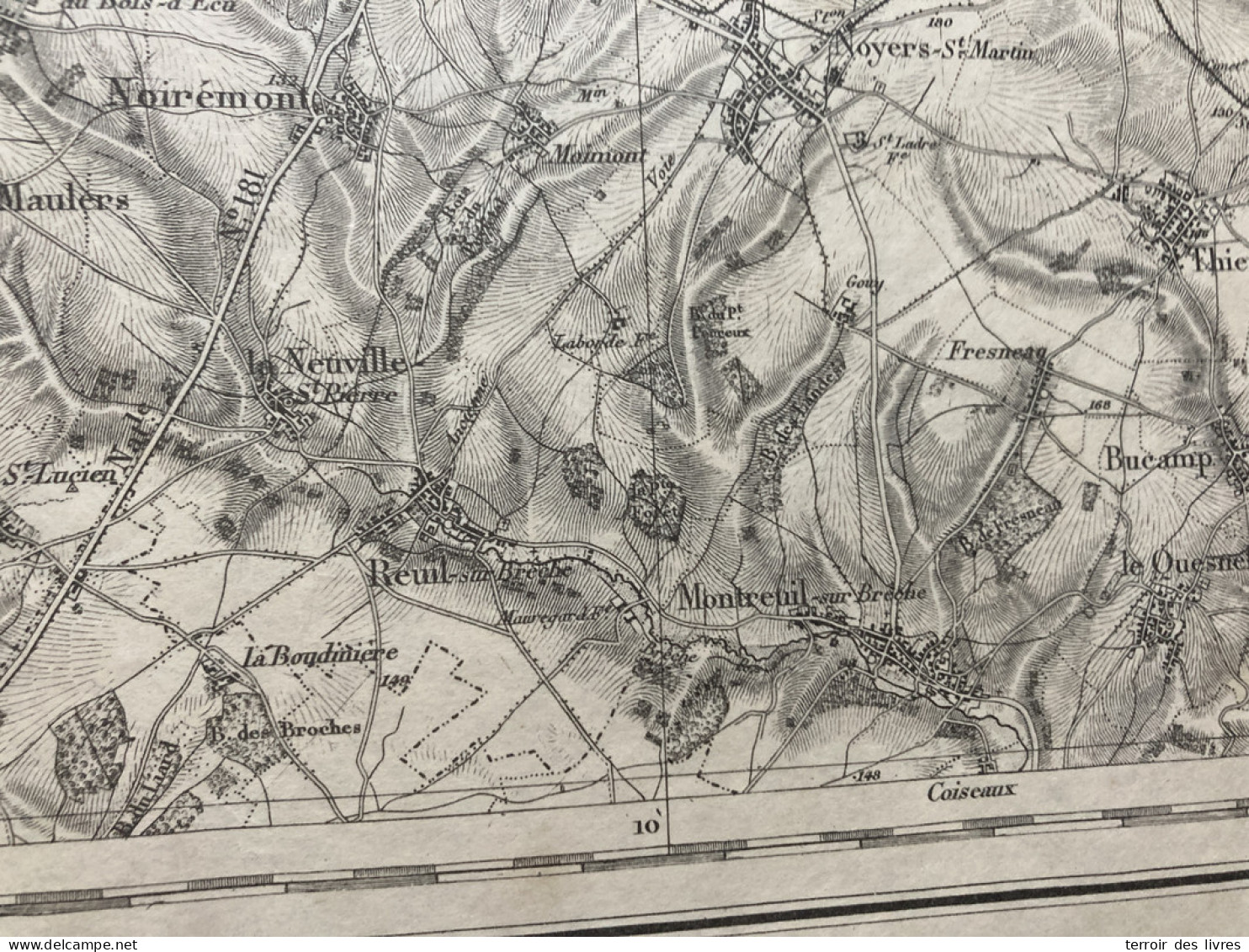 Carte état Major MONTDIDIER S.O. 1837 1890 35x54cm FRANCASTEL VIEFVILLERS OURCEL-MAISON AUCHY-LA-MONTAGNE PUITS-LA-VALLE - Geographical Maps