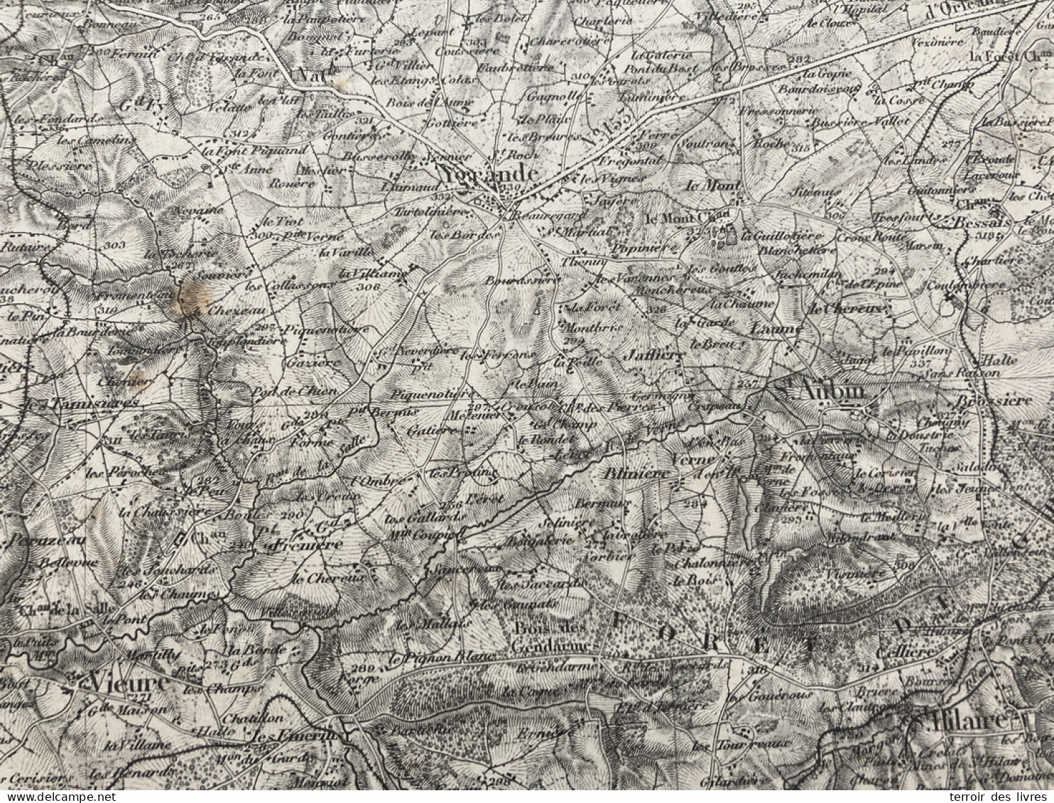 Carte état Major MOULINS 1891 35x54cm YGRANDE ST-AUBIN-LE-MONIAL ST-PLAISIR THENEUILLE ST-HILAIRE VIEURE BOURBON-L'ARCHA - Cartes Géographiques