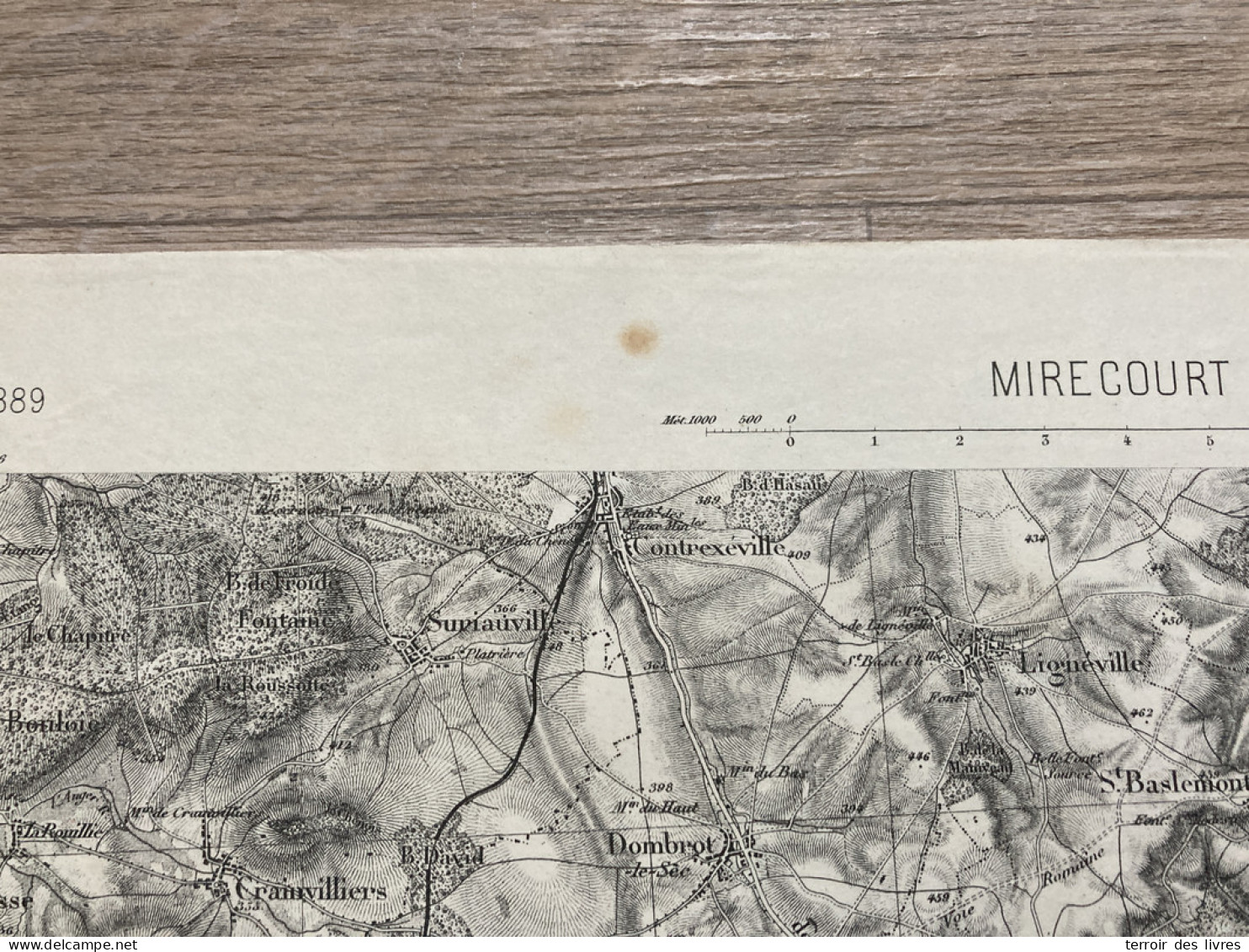 Carte état Major MIRECOURT S.E. 1896 35x54cm BONVILLET DARNEY BELRUPT DOMBASLE-DEVANT-DARNEY BELMONT-LES-DARNEY RELANGES - Geographical Maps