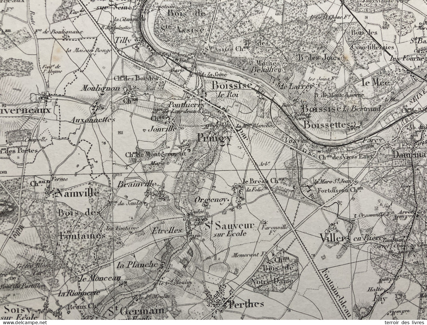 Carte état Major MELUN S.E. 1888 35x54cm PRINGY BOISSISE-LE-ROI PONTHIERRY BOISSISE-LA-BERTRAND BOISSETTES ST-SAUVEUR-SU - Carte Geographique