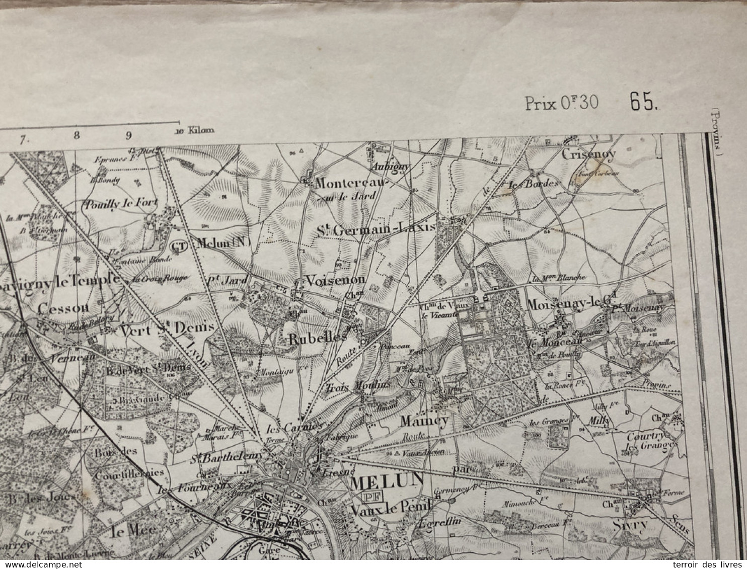 Carte état Major MELUN S.E. 1888 35x54cm PRINGY BOISSISE-LE-ROI PONTHIERRY BOISSISE-LA-BERTRAND BOISSETTES ST-SAUVEUR-SU - Geographische Kaarten