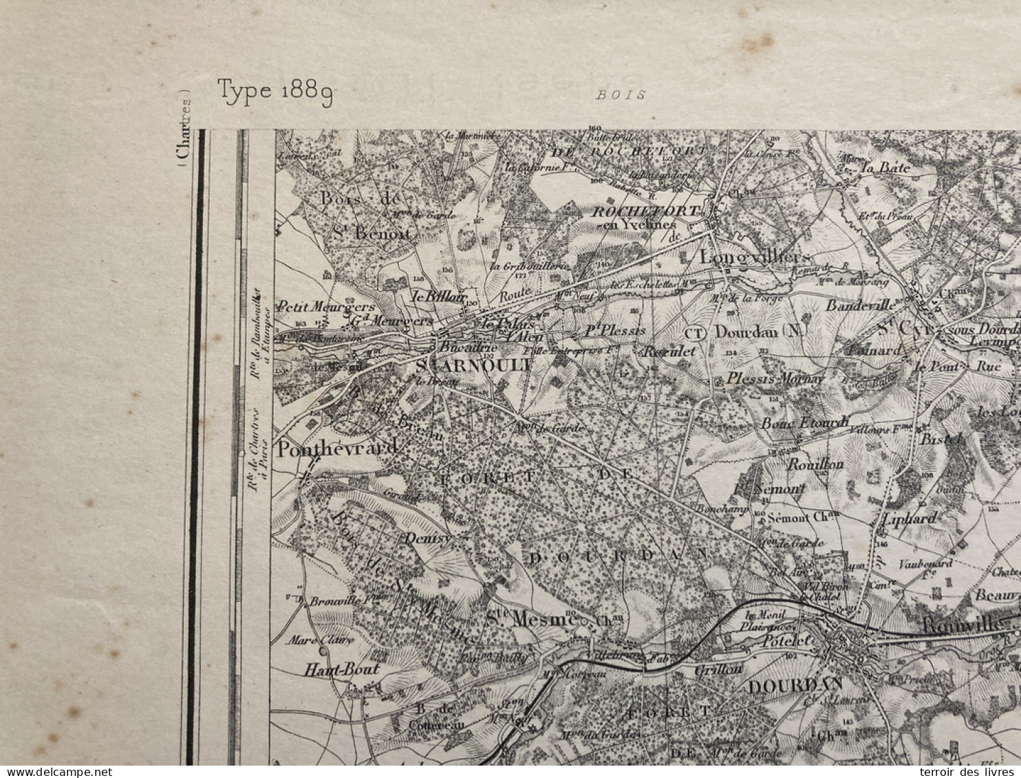 Carte état Major MELUN S.O. 1832 1888 35x54cm VILLECONIN SOUZY-LA-BRICHE CHAUFFOUR-LES-ETRECHY SERMAISE ST-CHERON ST-SUL - Cartes Géographiques