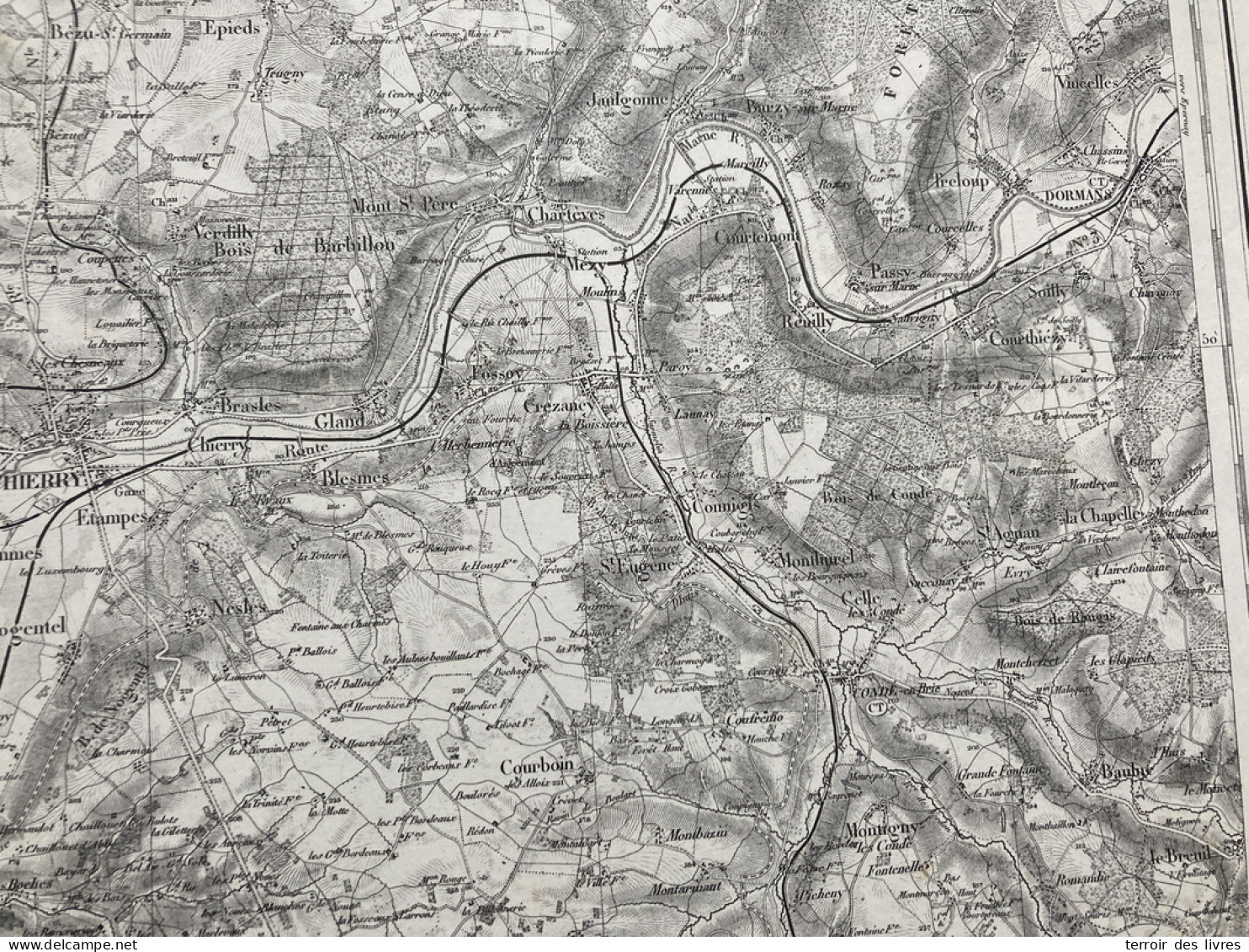 Carte état Major MEAUX 1888 35x54cm CHATEAU THIERRY BRASLES ETAMPES-SUR-MARNE CHIERRY ESSOMES-SUR-MARNE VERDILLY NOGENTE - Geographical Maps