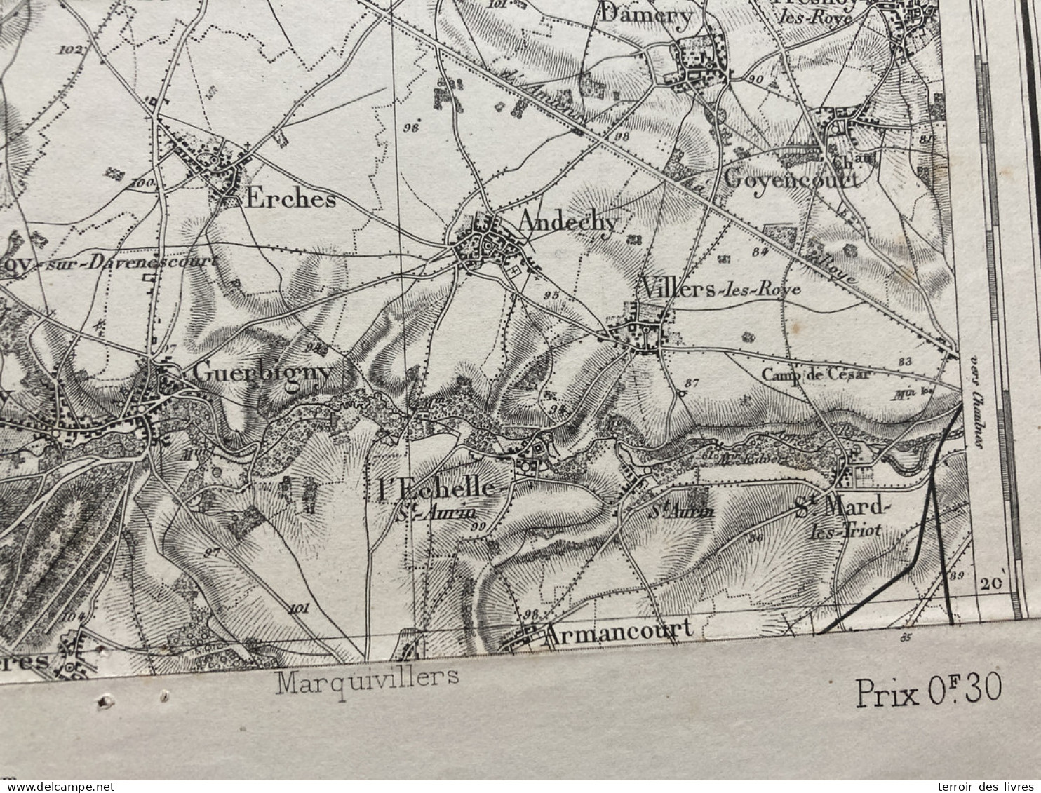 Carte état Major MONTDIDIER 1890 35x54cm FRESNOY EN CHAUSSEE BEAUCOURT-EN-SANTERRE LE-QUESNEL HANGEST-EN-SANTERRE MEZIER - Geographical Maps