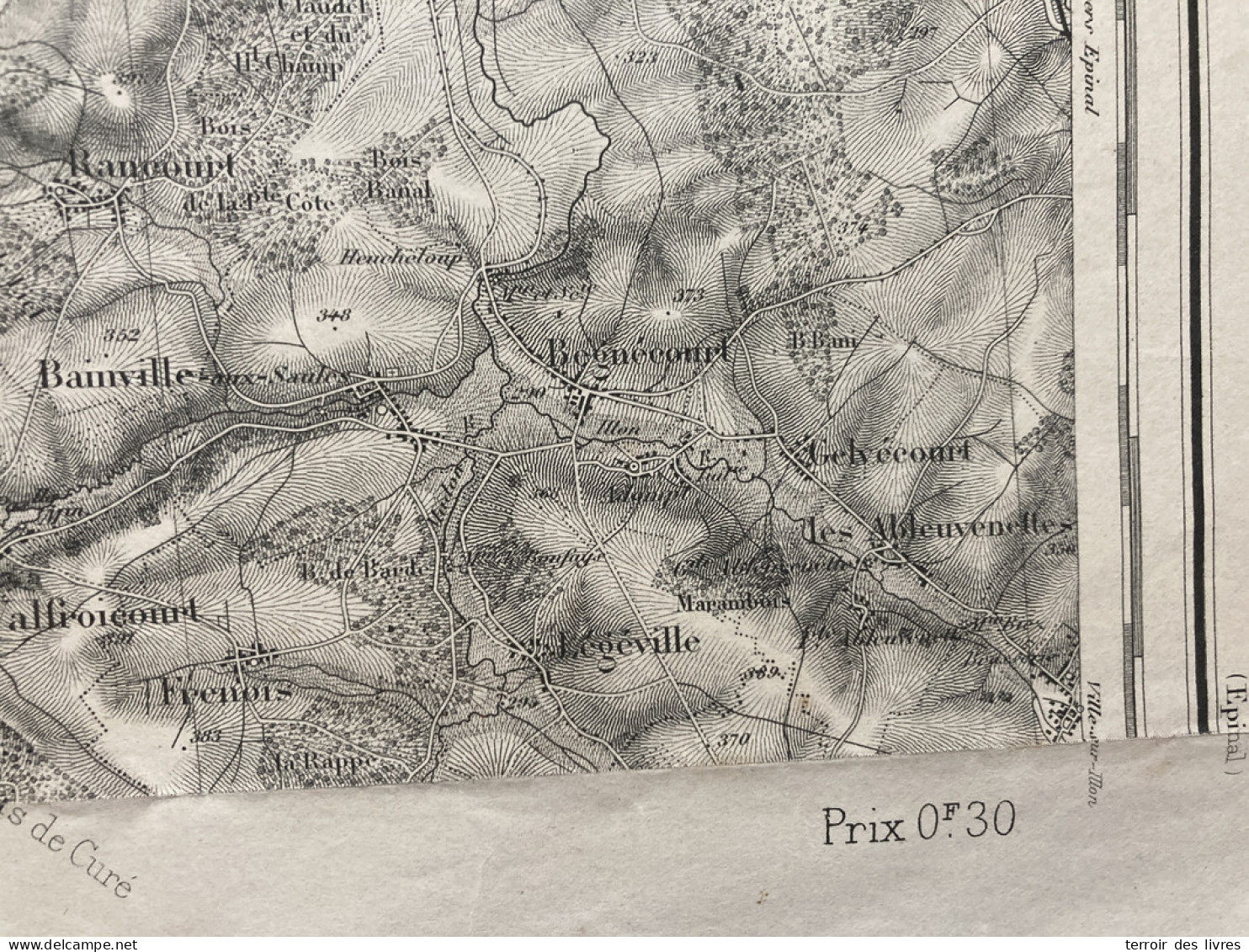 Carte état Major MIRECOURT 1896 35x54cm OFFROICOURT VIVIERS-LES-OFFROICOURT REMICOURT ESTRENNES THIRAUCOURT GIROVILLERS- - Geographical Maps