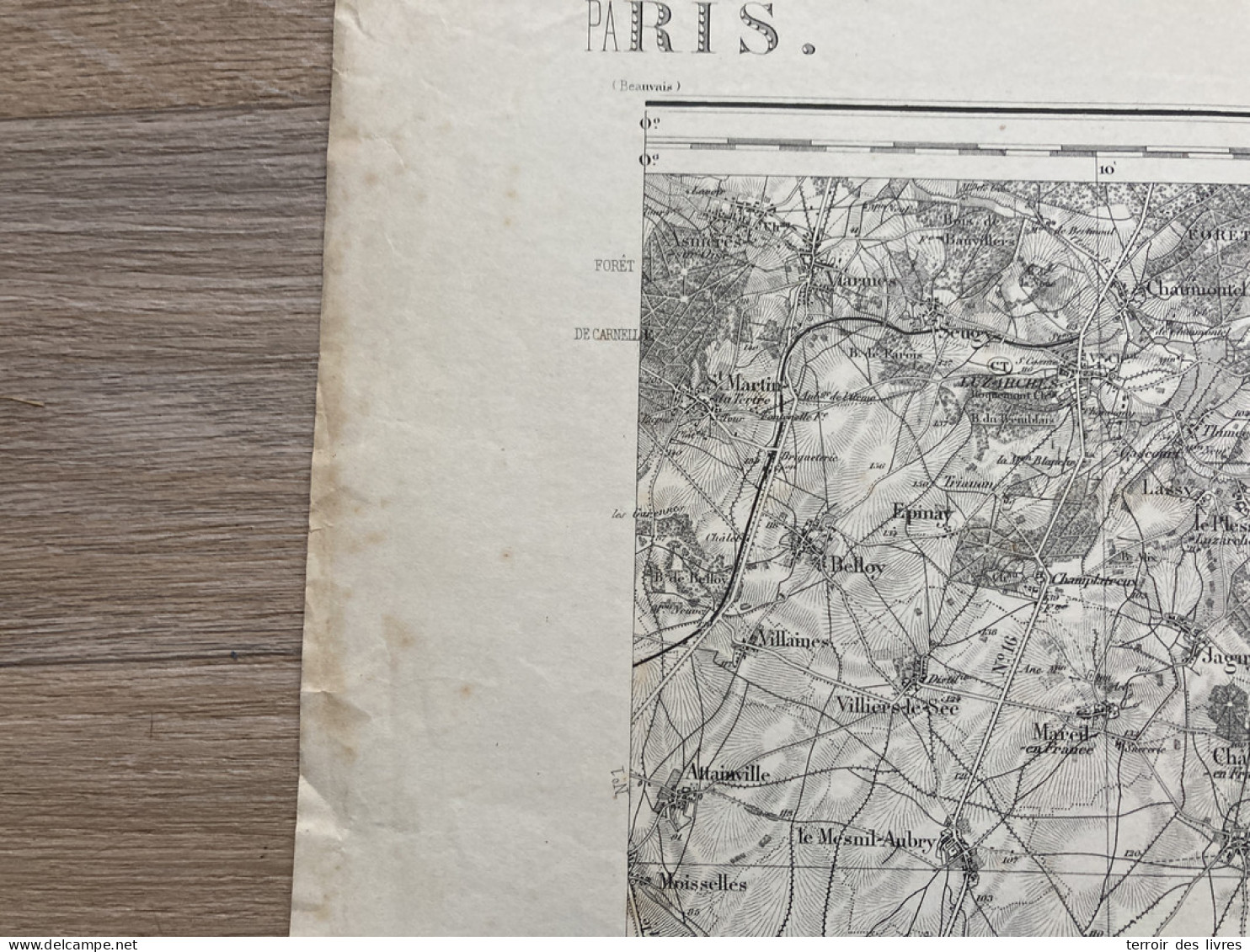 Carte état Major PARIS 1888 35x54cm VILLERON CHENNEVIERES-LES-LOUVRES VEMARS LOUVRES PUISEUX-EN-FRANCE EPIAIS-LEZ-LOUVRE - Cartes Géographiques