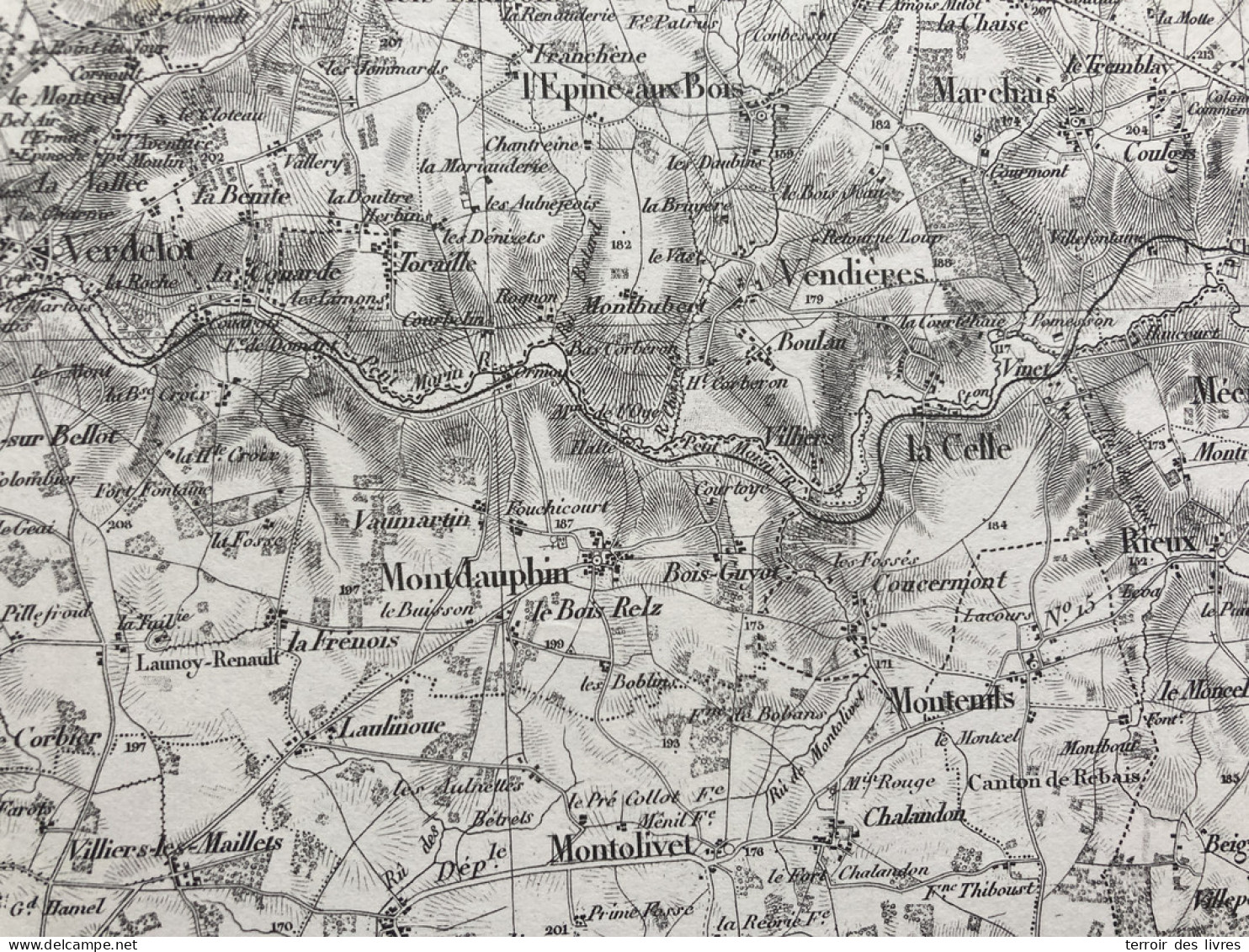 Carte état Major MEAUX S.E. 1888 35x54cm L'EPINE AUX BOIS VENDIERES MARCHAIS-EN-BRIE CELLE-SOUS-MONTMIRAIL VIELS-MAISONS - Geographische Kaarten