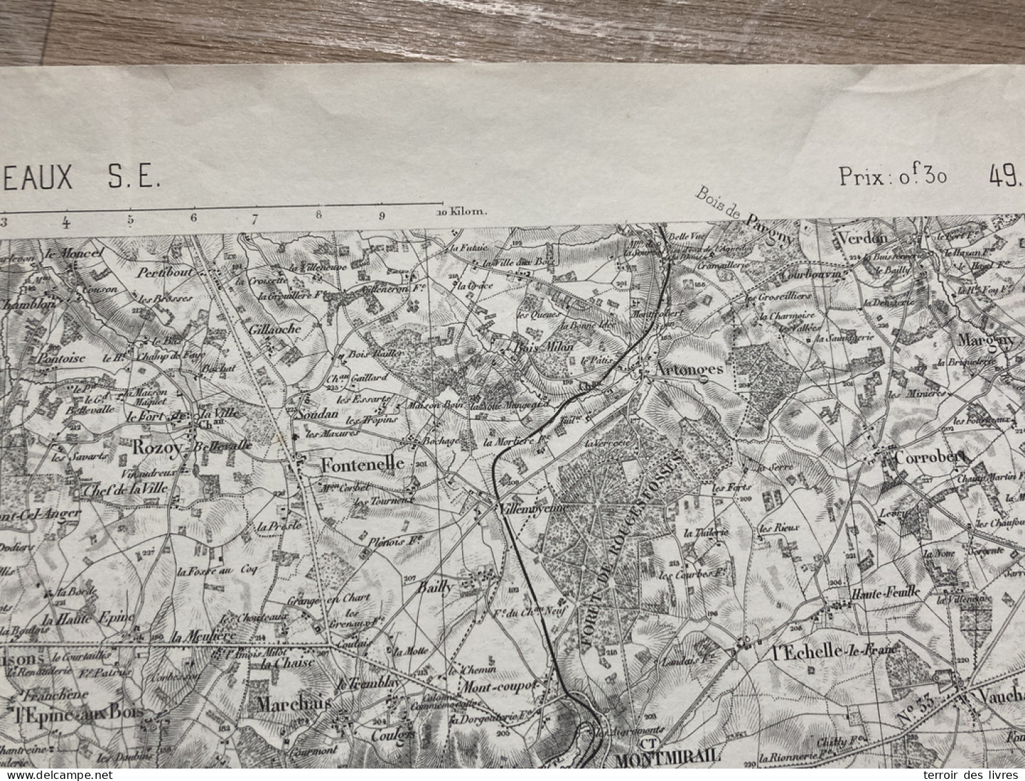 Carte état Major MEAUX S.E. 1888 35x54cm L'EPINE AUX BOIS VENDIERES MARCHAIS-EN-BRIE CELLE-SOUS-MONTMIRAIL VIELS-MAISONS - Landkarten