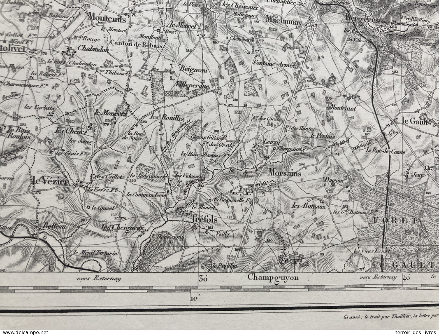 Carte état Major MEAUX S.E. 1888 35x54cm L'EPINE AUX BOIS VENDIERES MARCHAIS-EN-BRIE CELLE-SOUS-MONTMIRAIL VIELS-MAISONS - Geographische Kaarten