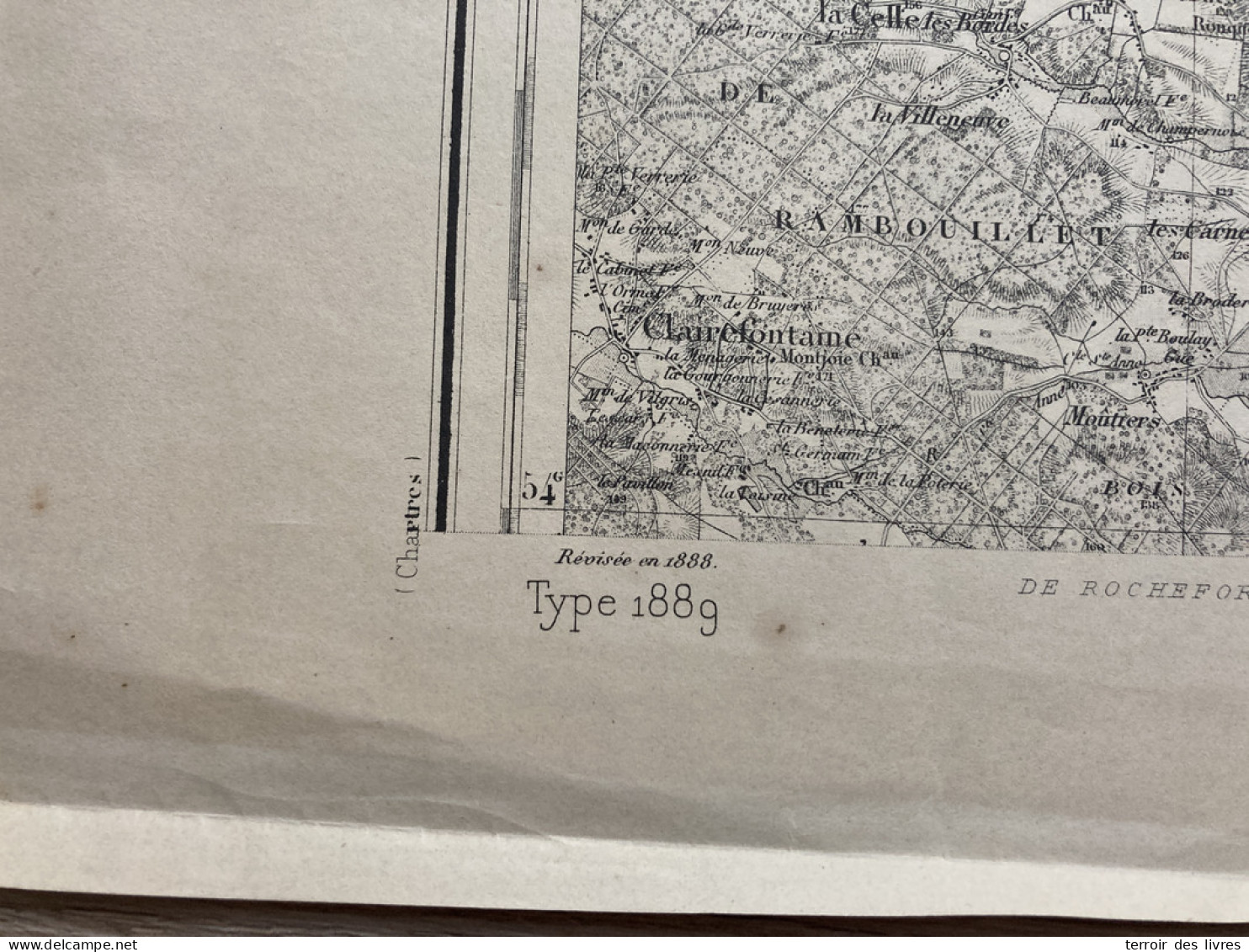 Carte état Major MELUN 1888 35x54cm CHEVREUSE RHODON MILON-LA-CHAPELLE ST-REMY-LES-CHEVREUSE CHOISEL ST-LAMBERT BOULLAY- - Geographical Maps