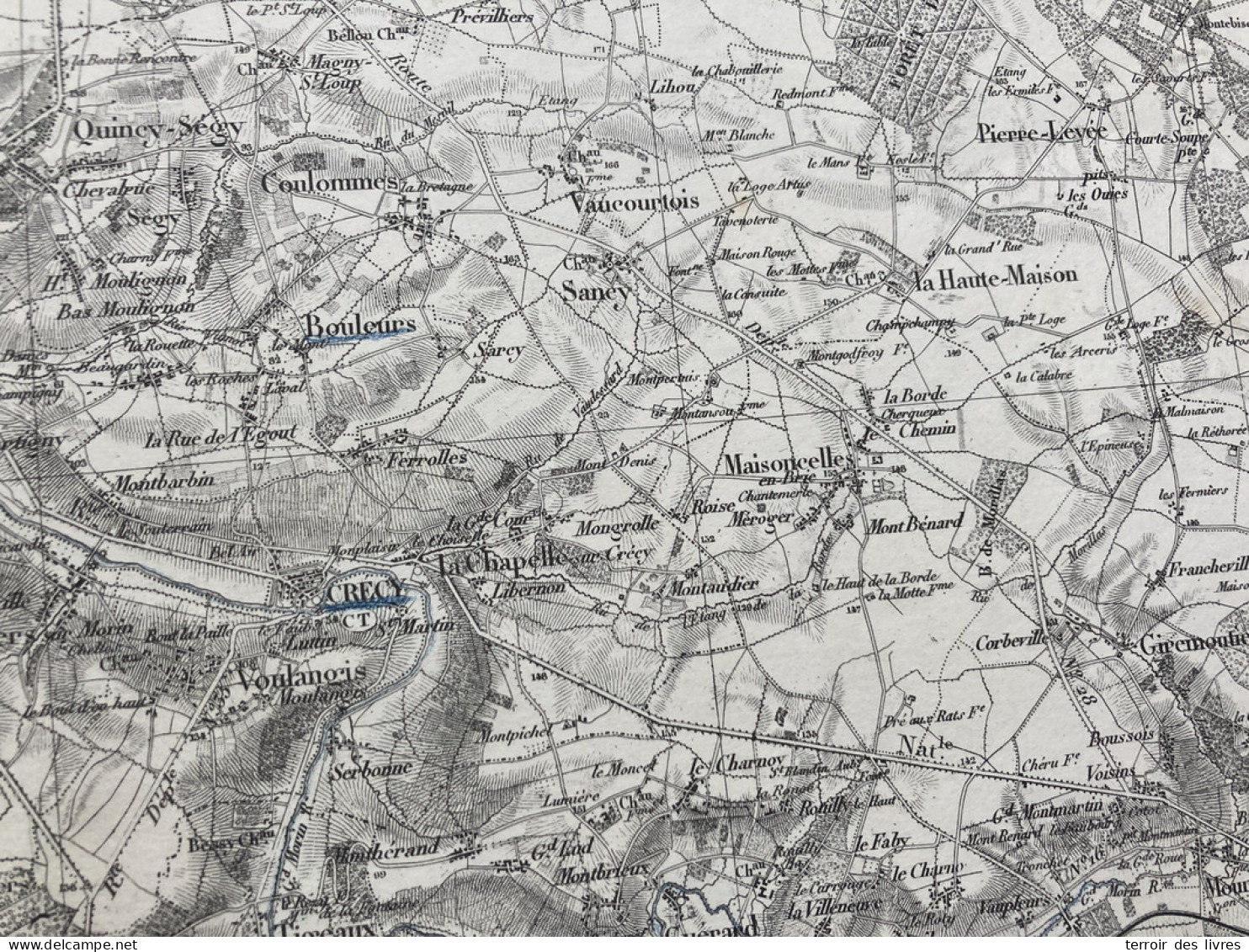 Carte état Major MEAUX S.O. 1832 1888 35x54cm MAISONCELLES EN BRIE LA-HAUTE-MAISON SANCY GIREMOUTIERS VAUCOURTOIS LA-CHA - Geographical Maps