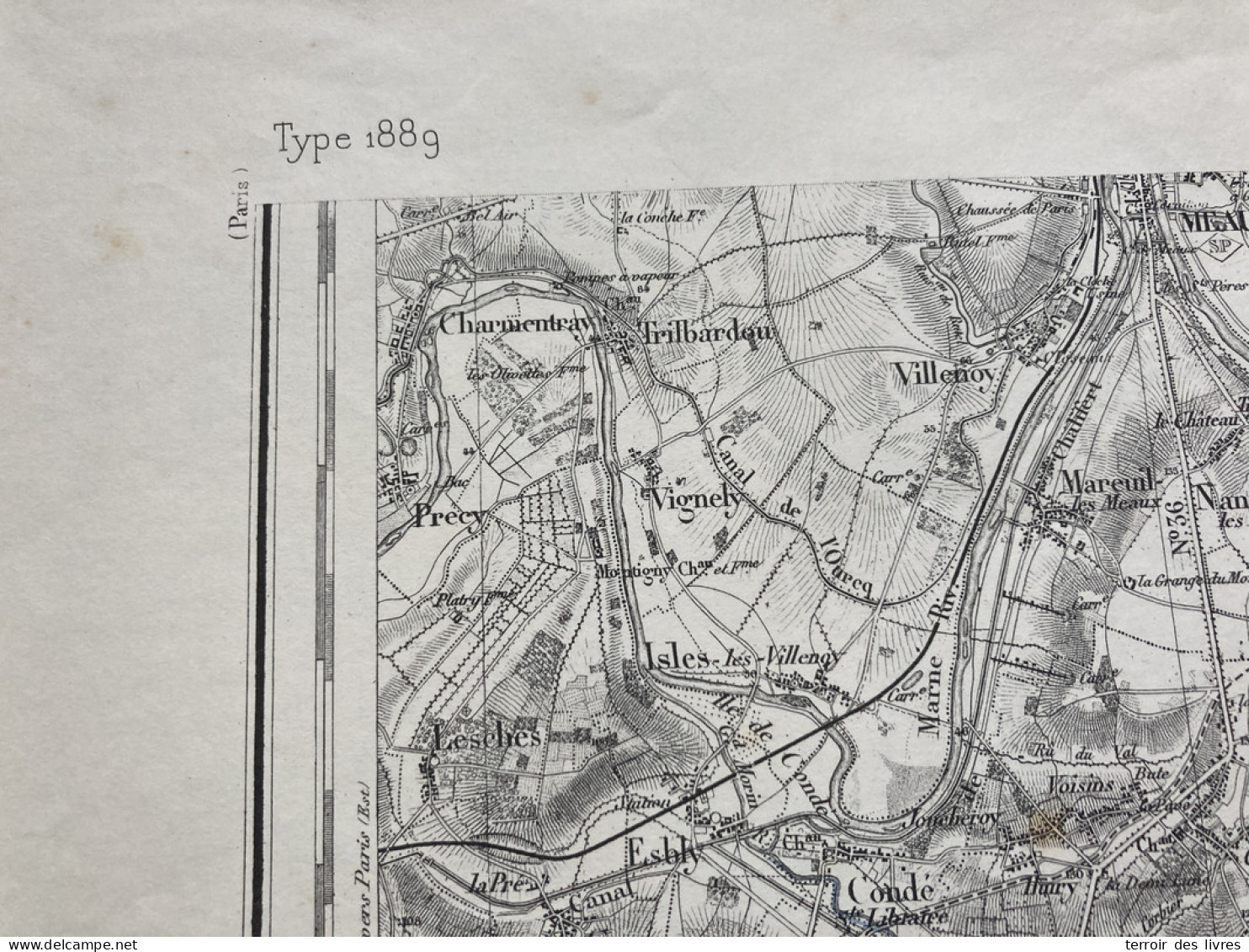 Carte état Major MEAUX S.O. 1832 1888 35x54cm MAISONCELLES EN BRIE LA-HAUTE-MAISON SANCY GIREMOUTIERS VAUCOURTOIS LA-CHA - Geographical Maps