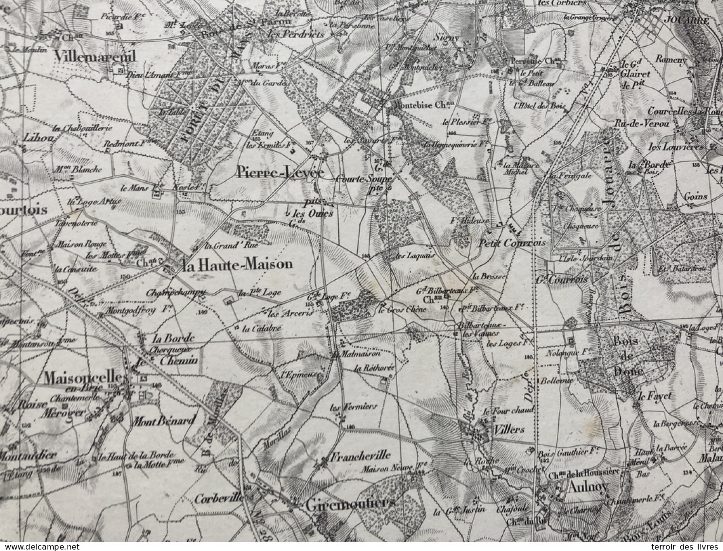 Carte état Major MEAUX S.O. 1832 1888 35x54cm MAISONCELLES EN BRIE LA-HAUTE-MAISON SANCY GIREMOUTIERS VAUCOURTOIS LA-CHA - Geographical Maps