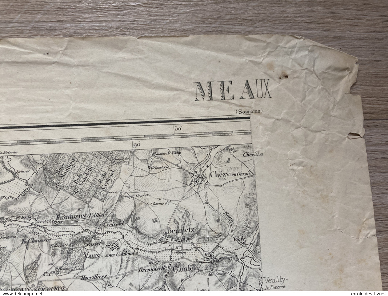 Carte état Major MEAUX 1888 35x54cm LIZY SUR OURCQ MARY-SUR-MARNE OCQUERRE TANCROU ISLES-LES-MELDEUSES CONGIS-SUR-THEROU - Geographische Kaarten
