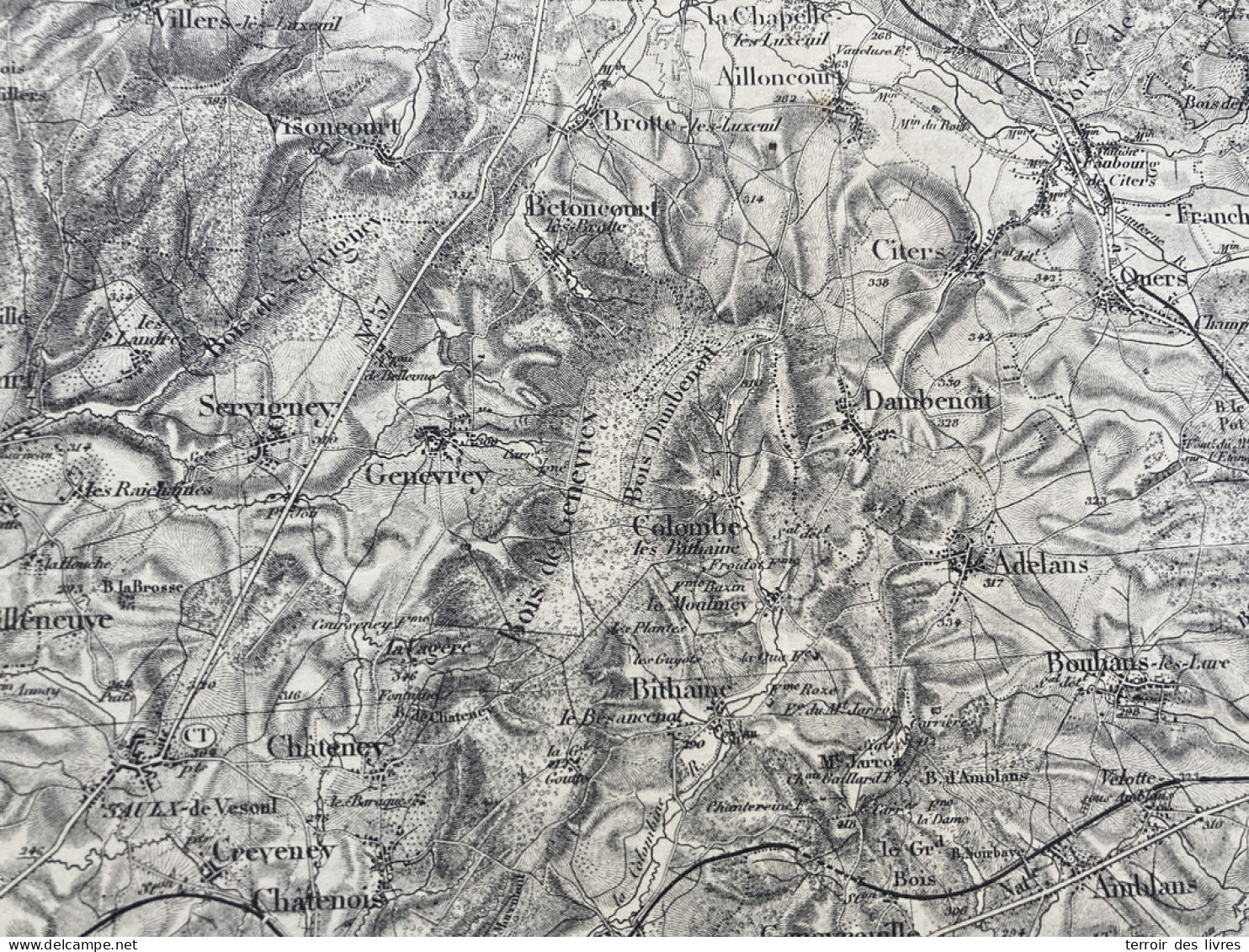 Carte état Major LURE S.O. 1839 1896 35x54cm ADELANS COLOMBE-LES-BITHAINE DAMBENOIT-LES-COLOMBE GENEVREY BETONCOURT-LES- - Cartes Géographiques