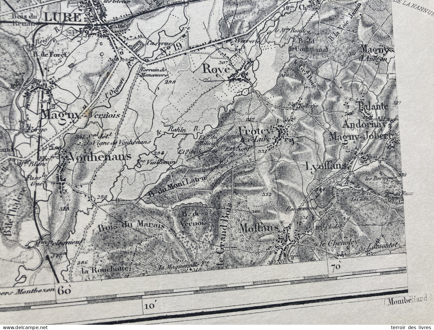 Carte état Major LURE S.O. 1839 1896 35x54cm ADELANS COLOMBE-LES-BITHAINE DAMBENOIT-LES-COLOMBE GENEVREY BETONCOURT-LES- - Geographische Kaarten