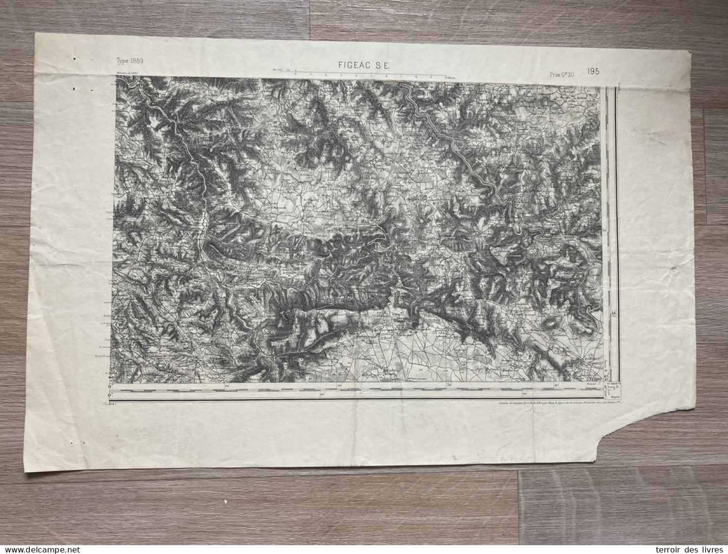 Carte état Major FIGEAC S.E. 1892 35x54cm SAINT FELIX DE LUNEL VILLECOMTAL CAMPUAC PRUINES MOURET GOLINHAC ESPEYRAC SENE - Cartes Géographiques