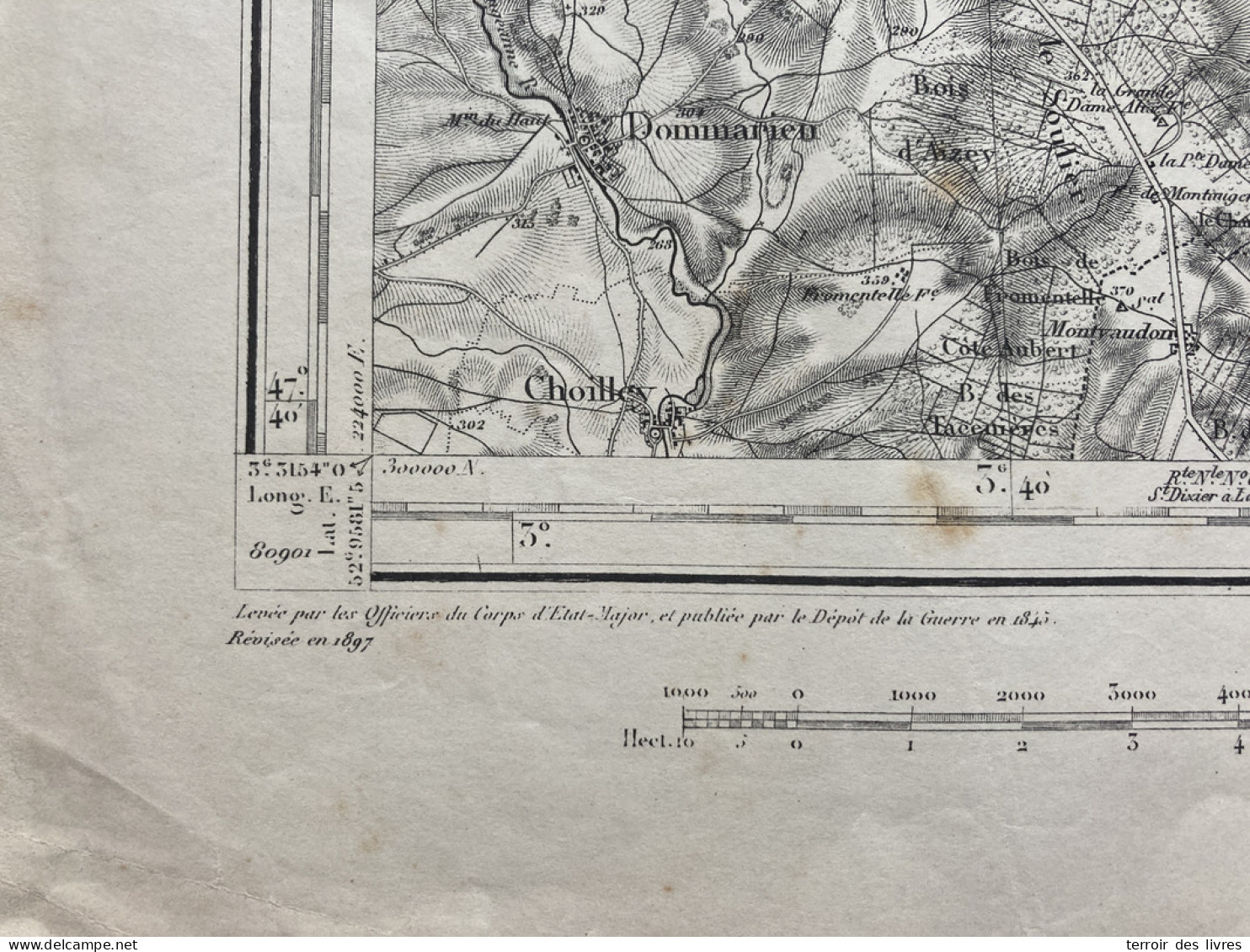 Carte état Major LANGRES S.O. 1845 1897 35x54cm BUSSIERES LES BELMONT CHAMPSEVRAINE POINSON-LES-FAYL GENEVRIERES SAULLES - Geographische Kaarten