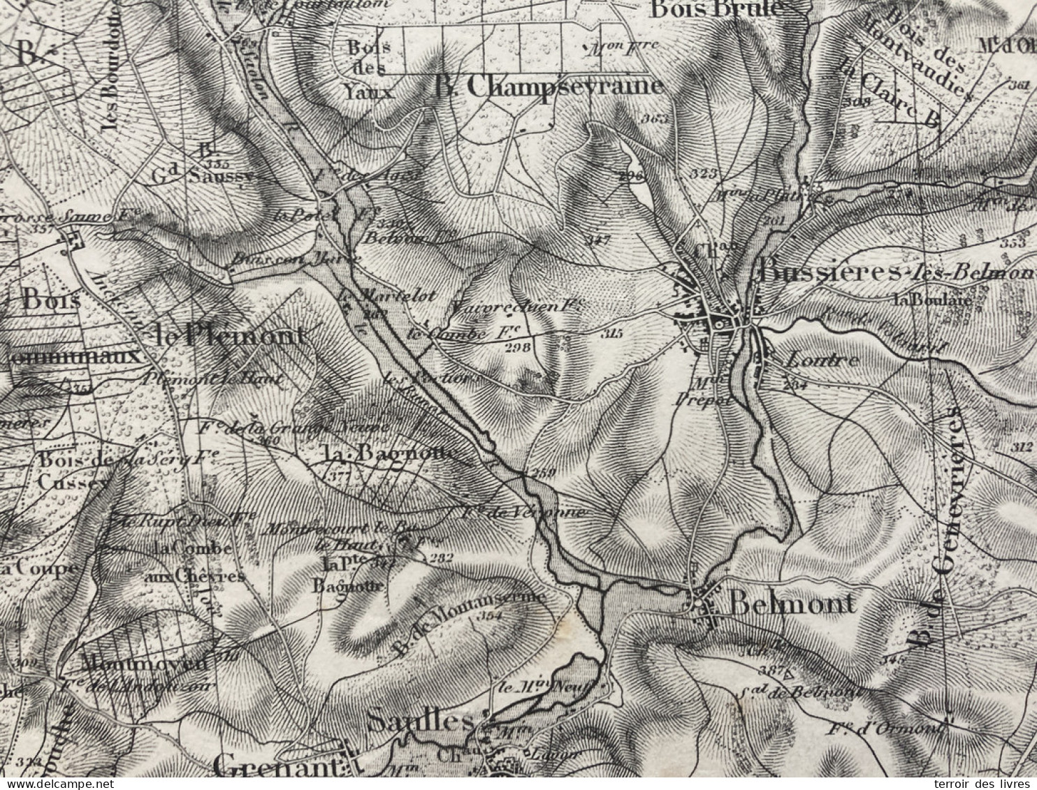 Carte état Major LANGRES S.O. 1845 1897 35x54cm BUSSIERES LES BELMONT CHAMPSEVRAINE POINSON-LES-FAYL GENEVRIERES SAULLES - Geographische Kaarten