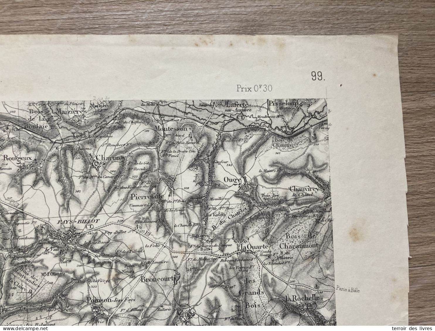 Carte état Major LANGRES S.O. 1845 1897 35x54cm BUSSIERES LES BELMONT CHAMPSEVRAINE POINSON-LES-FAYL GENEVRIERES SAULLES - Geographical Maps