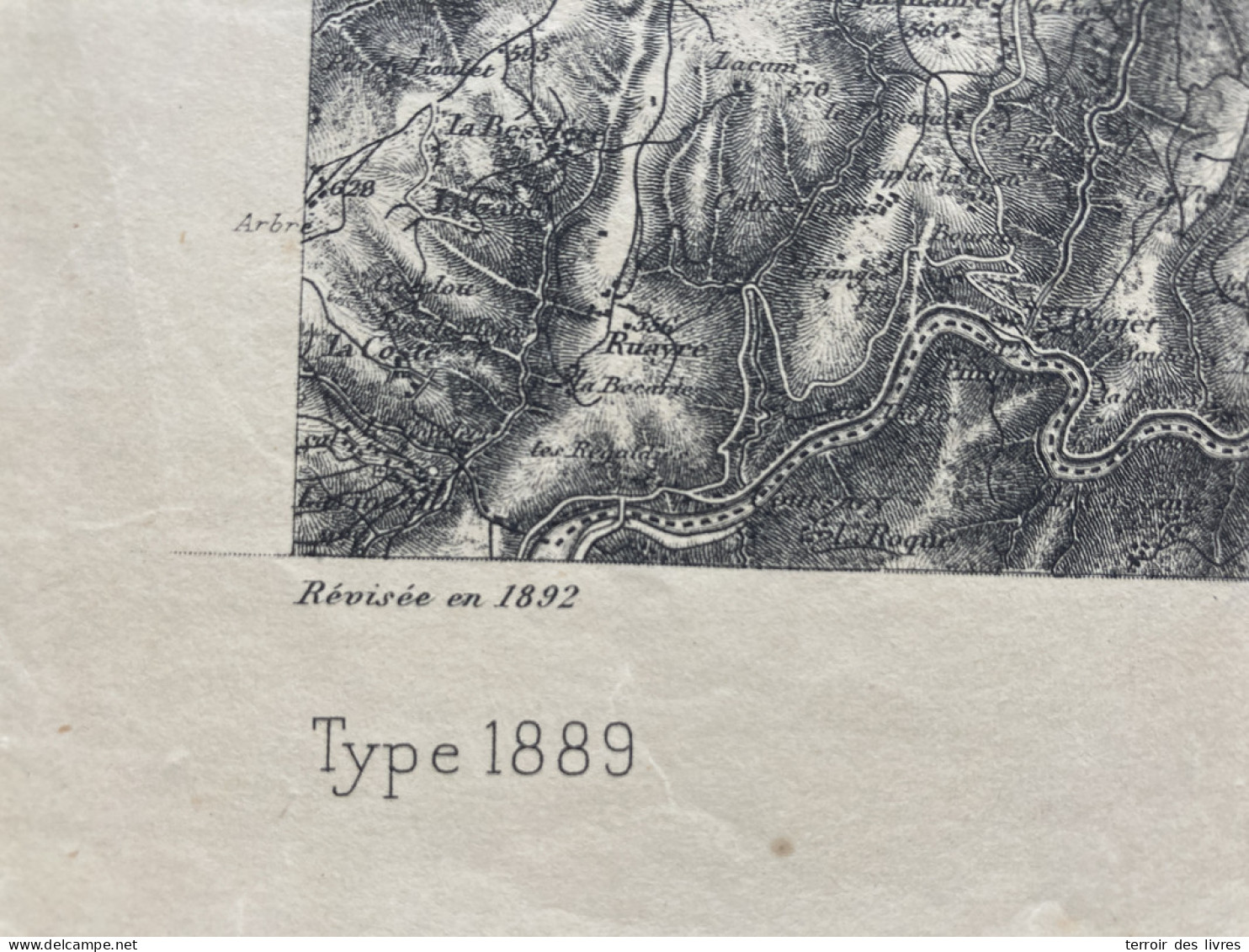 Carte état Major FIGEAC 1892 35x54cm LADINHAC LEUCAMP LAPEYRUGUE LABESSERETTE SANSAC-VEINAZES MUROLS LAFEUILLADE-EN-VEZI - Geographische Kaarten